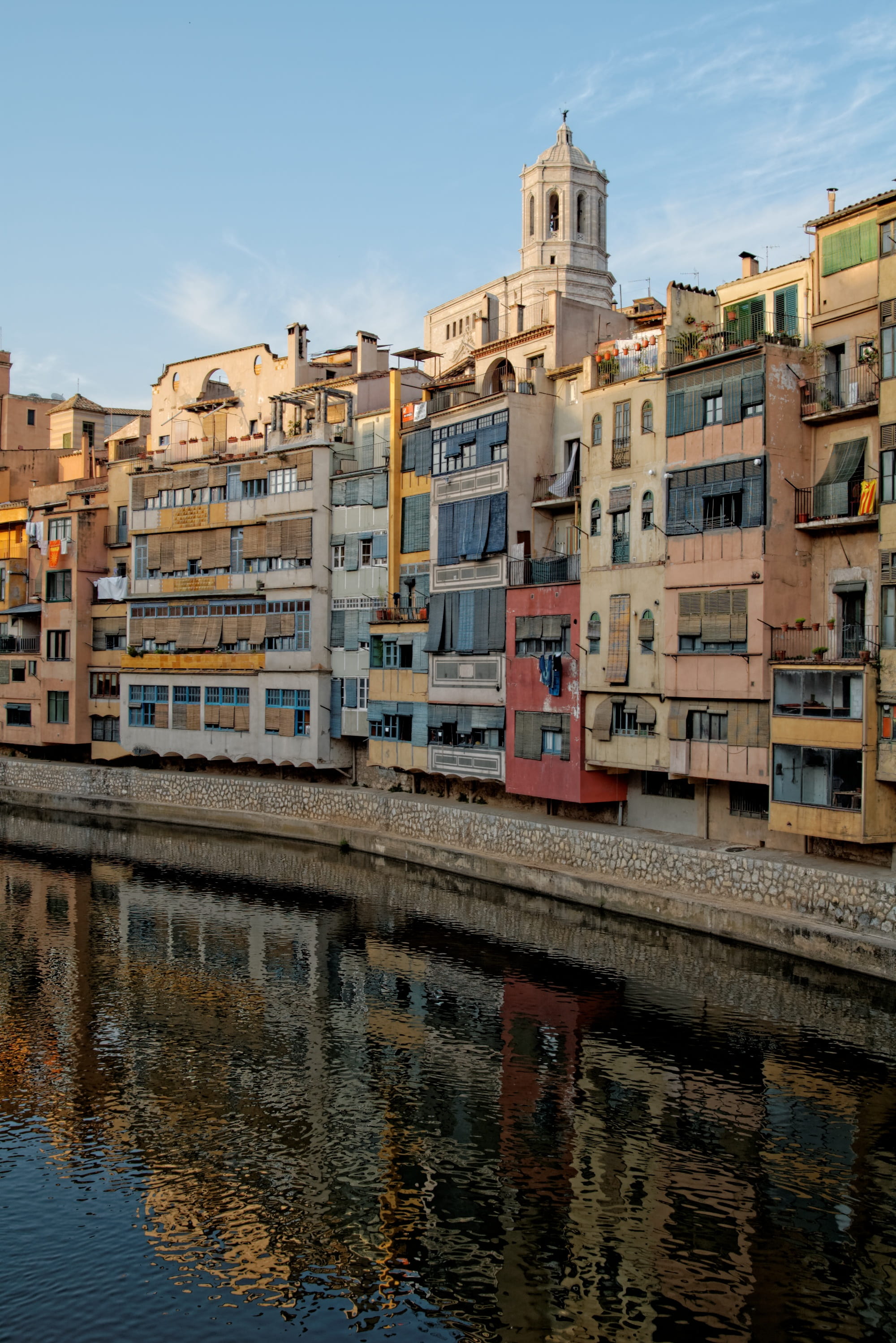 water, spain, reflection, travel destinations, row house, sky, built structure, day, no people, old town, waterfront, outdoors, building exterior, city, Phone HD Wallpaper