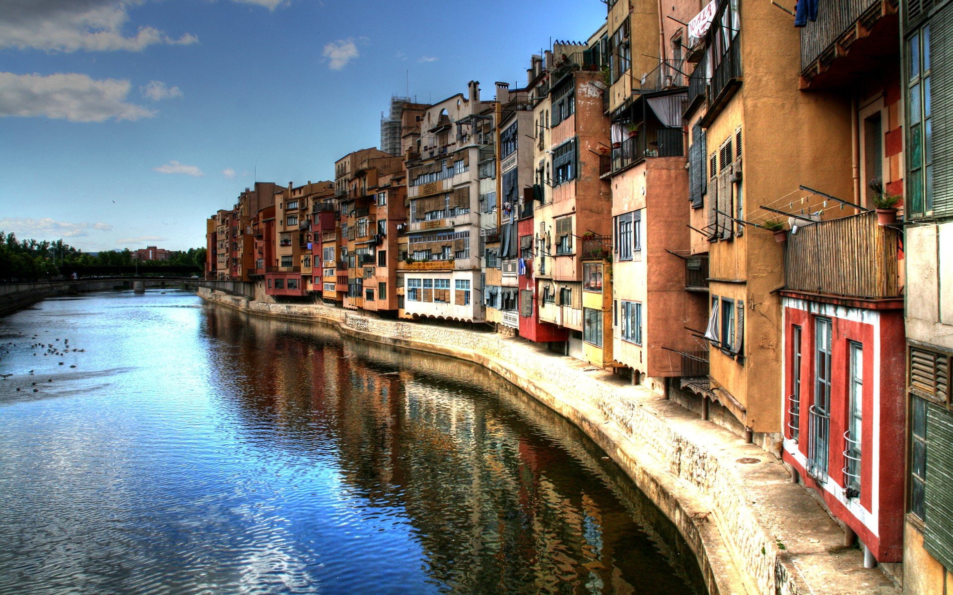 houses, girona, 1080P, rivers, HD Wallpaper