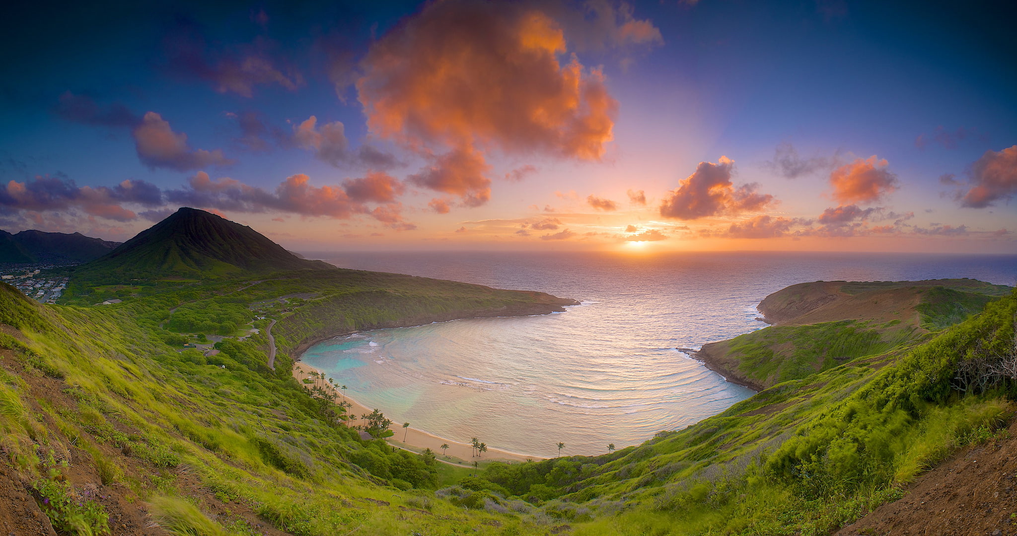 morning, Hawaii, the island of Oahu, 1080P, The Hanauma Bay, HD Wallpaper
