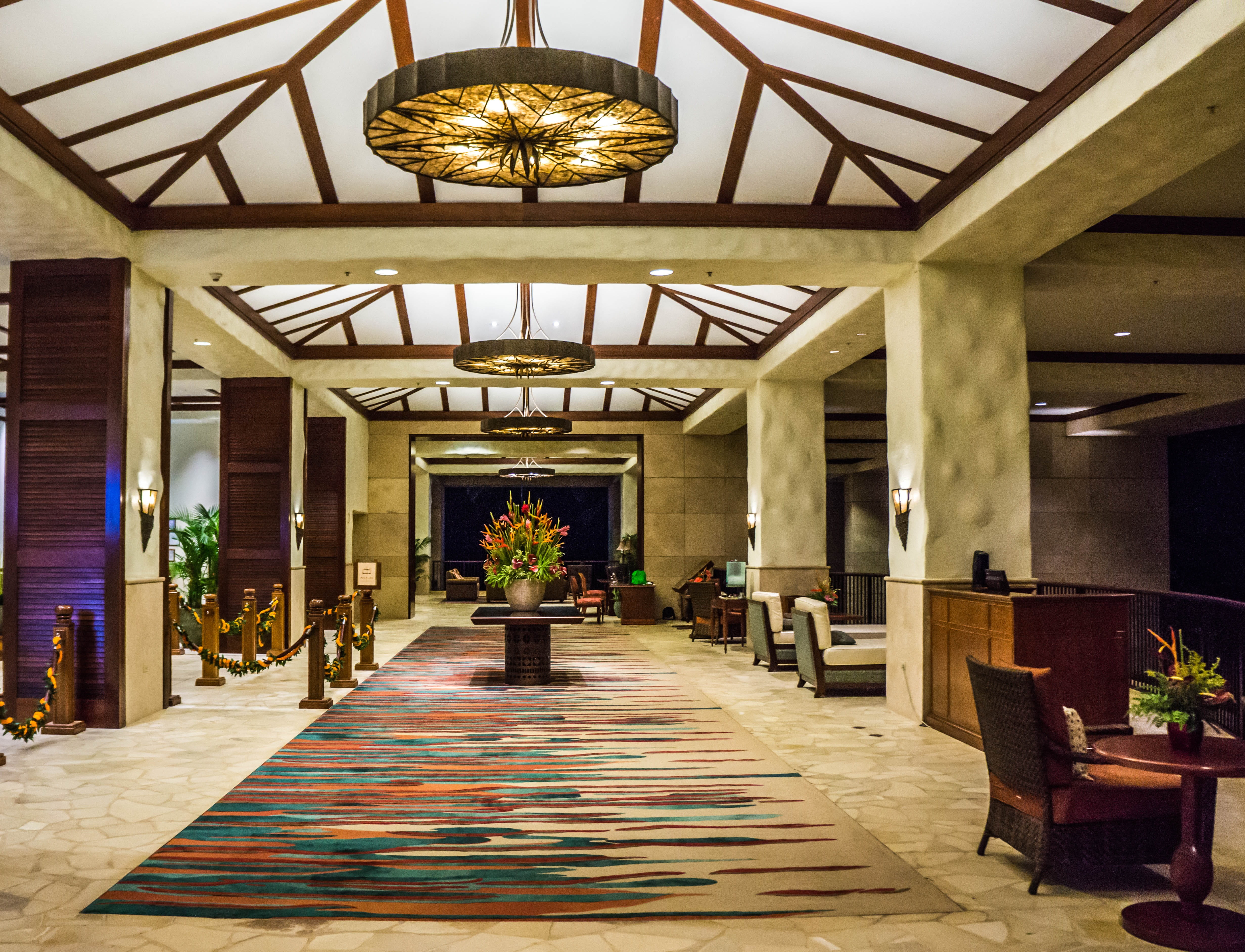 no people, furniture, photography, empty, potted plant, ko olina marriott, luxury, vacation, Ko Olina, lobby, architectural column, tropical, travel, table, HD Wallpaper