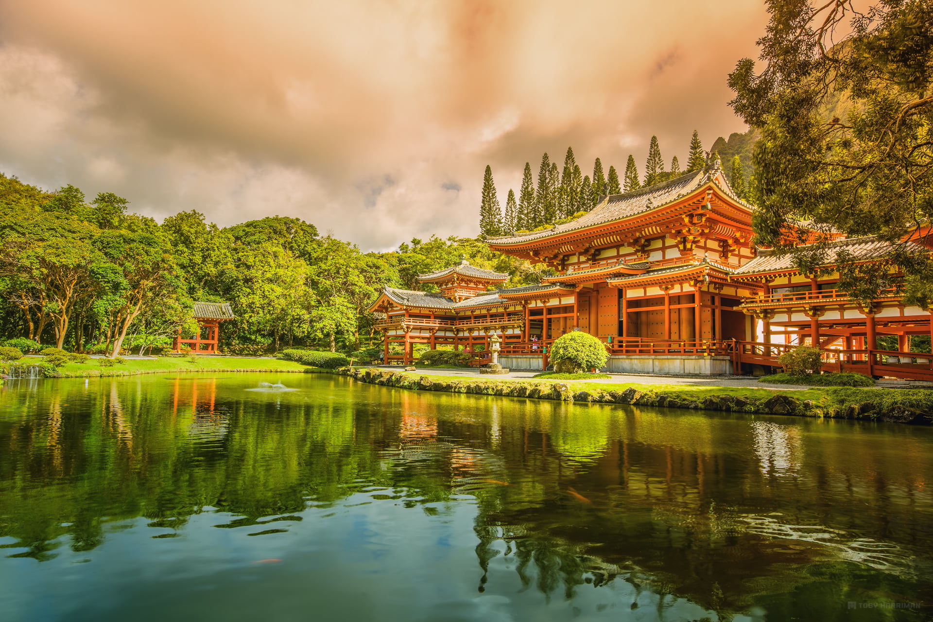 Hawaii, temple, Buddhist, 1080P, the island of Oahu, HD Wallpaper