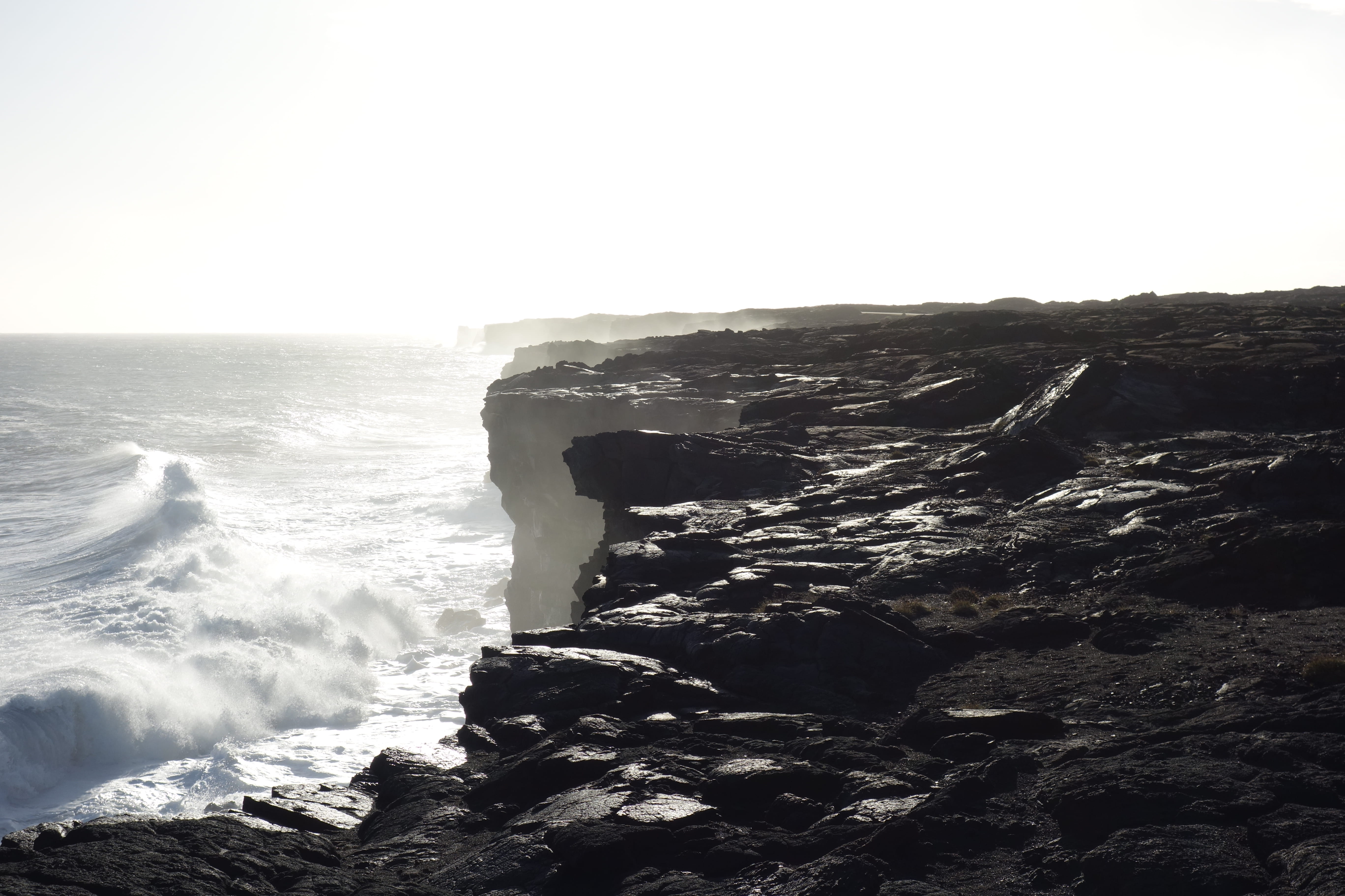 day, power in nature, land, black, sport, nature, hawai, sea, horizon, ocean, motion, lava, wave, sky, aquatic sport, no people, rock - object, island of hawaii, HD Wallpaper