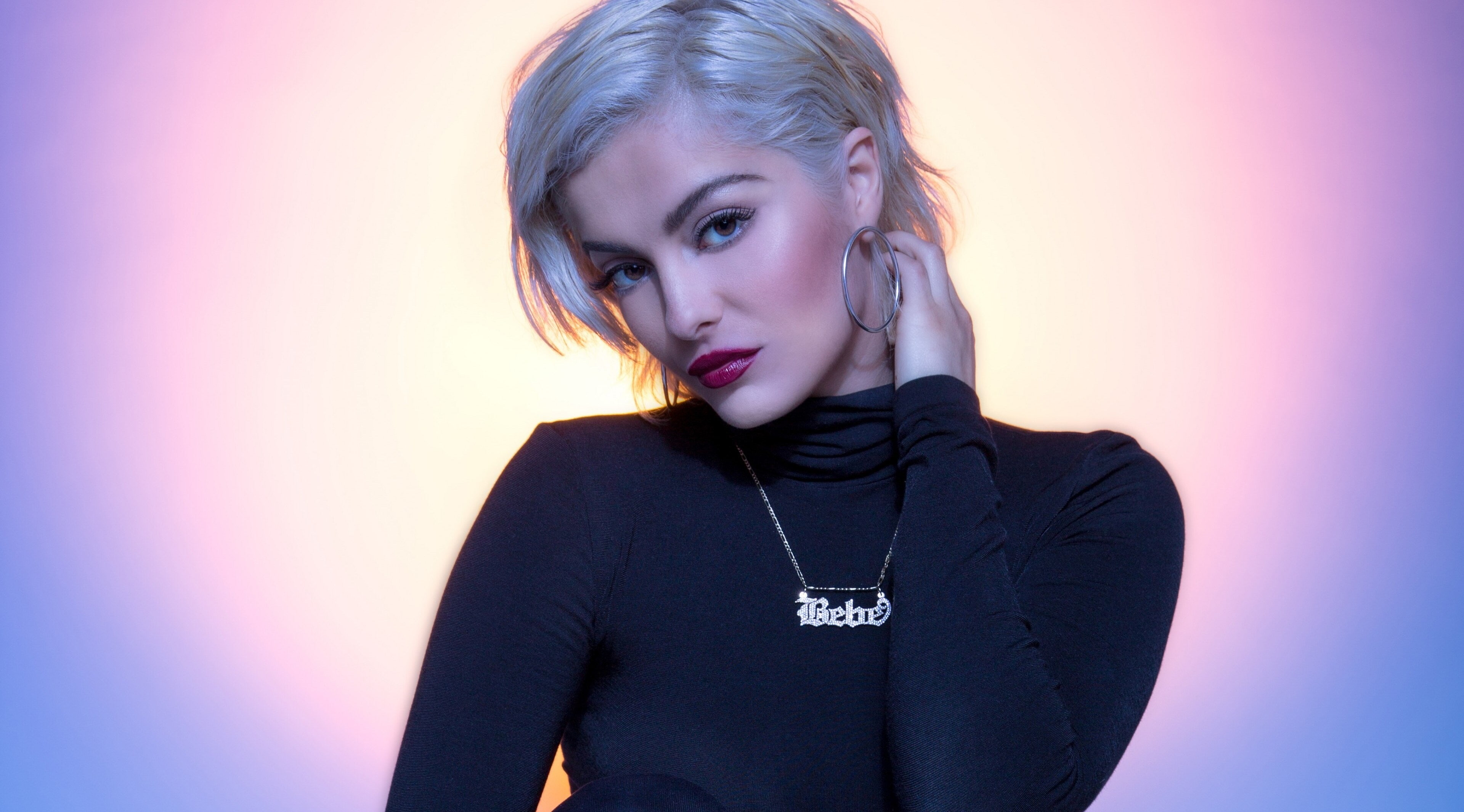 blond hair, fashion, beautiful woman, women, hair, front view, portrait, make-up, 4K, beauty, hairstyle, waist up, young adult, one person, colored background, HD Wallpaper