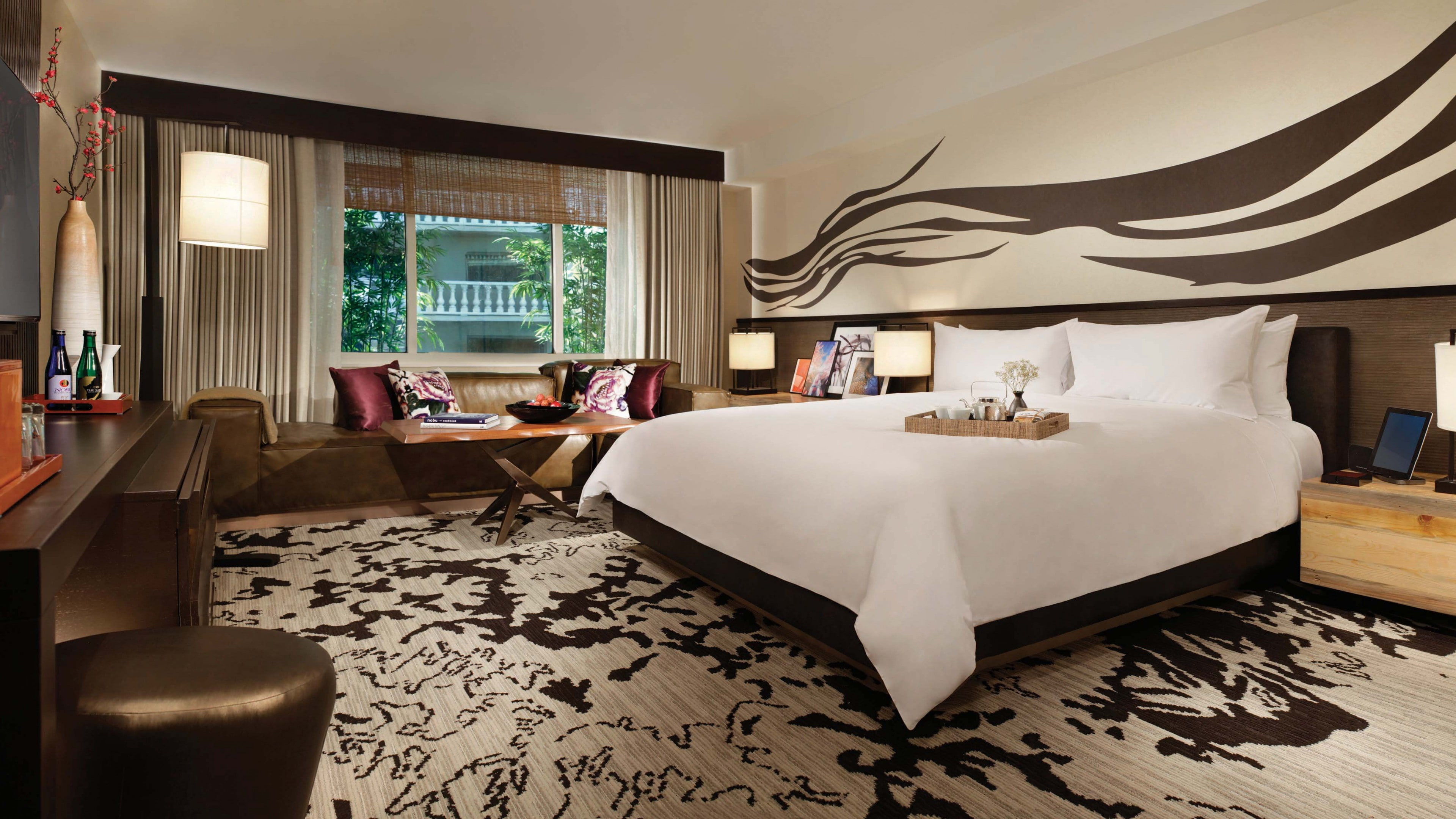 bedroom, set, travel, Ascott Kuala Lumpur, resort, malaysia, furniture, tourism, white, vacation, Best hotels, booking, 4K, black, HD Wallpaper