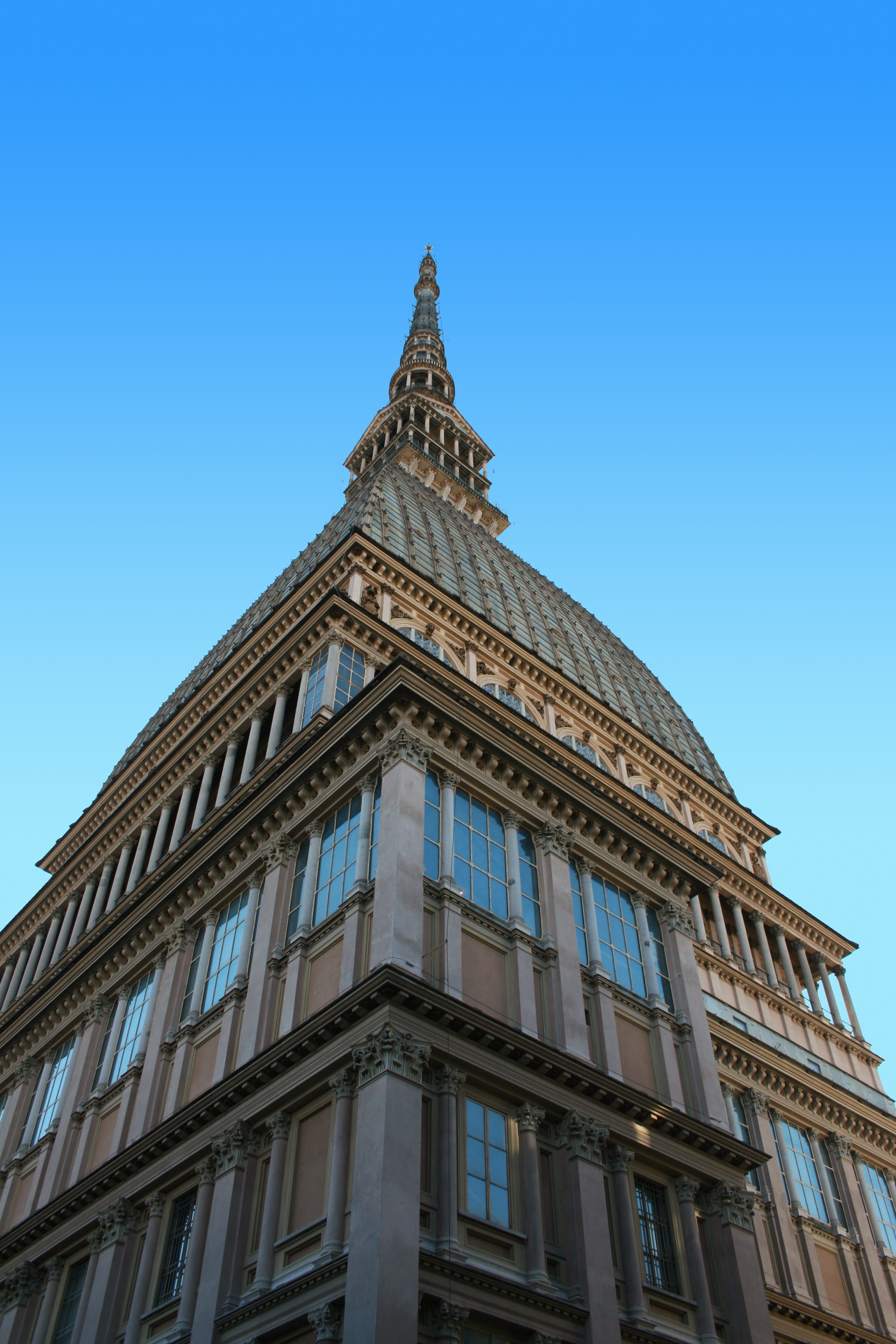 piemonte, belief, window, tall - high, low angle view, built structure, 2K, the past, mole, sky, outdoors, building, building exterior, day, city, place of worship, Phone HD Wallpaper