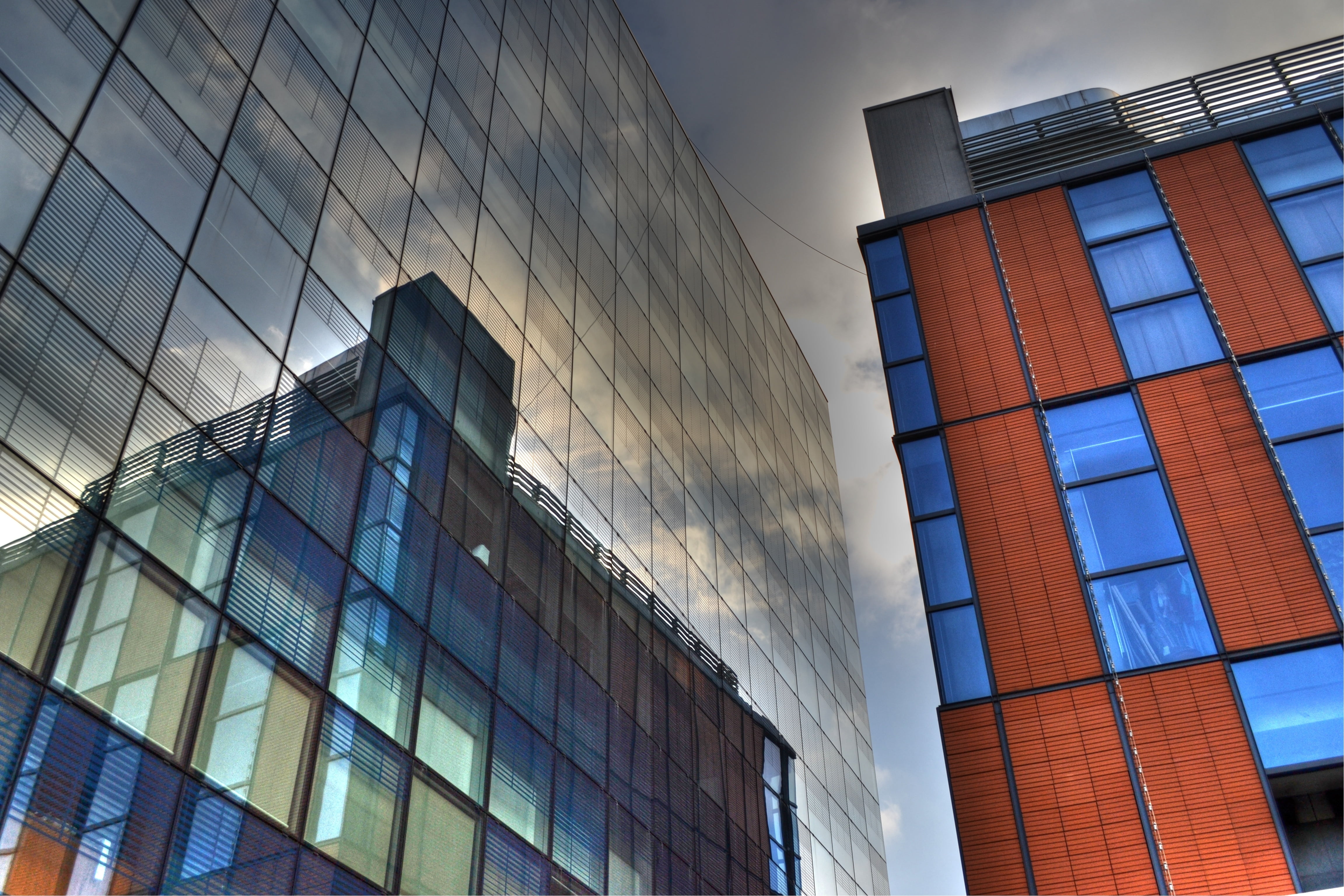 building exterior, no people, outdoors, office building exterior, nature, mall, sky, architecture, office, financial district, glass - material, low angle view, HD Wallpaper