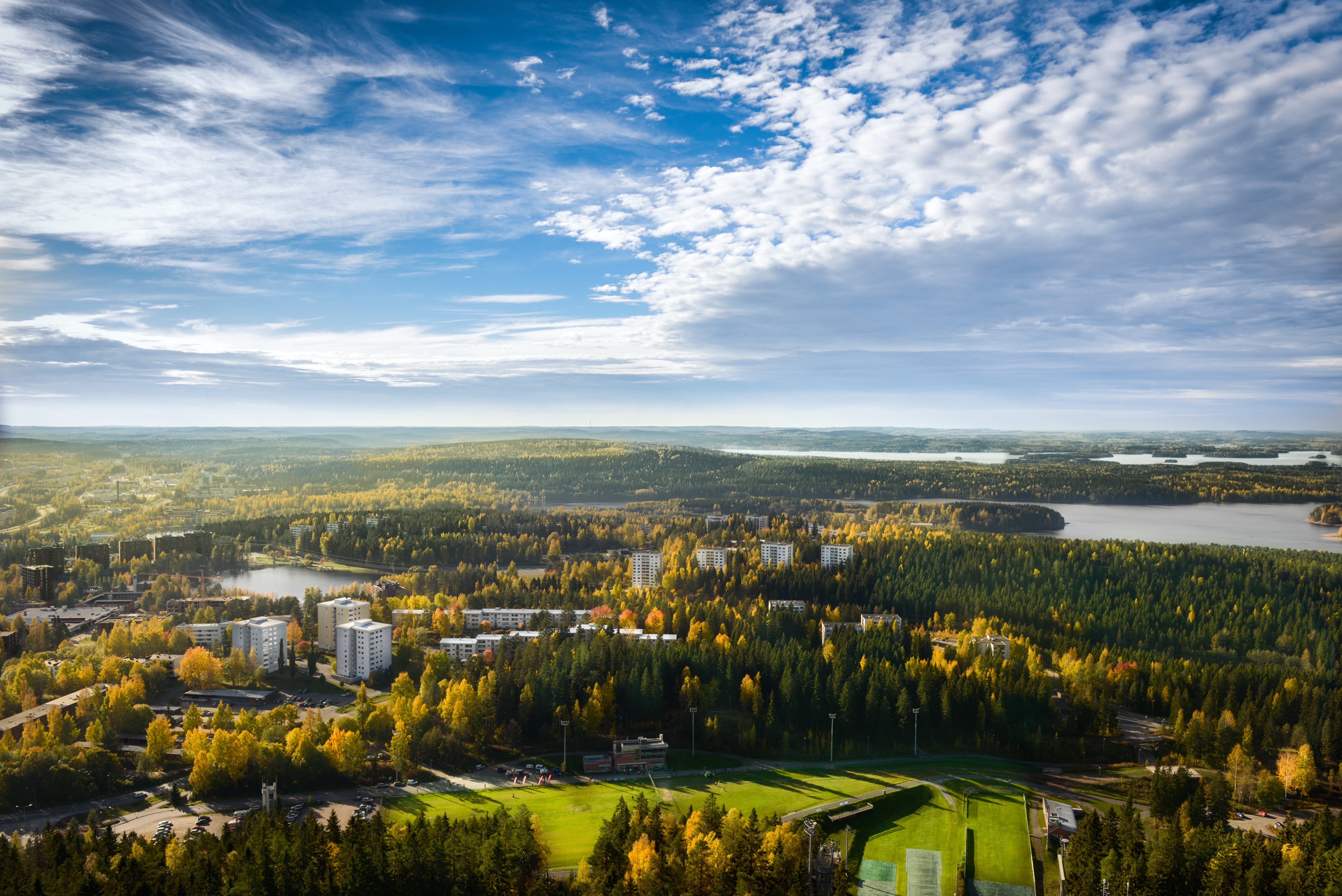 5K, beauty in nature, plant, day, built structure, rural scene, building, finland, sunlight, no people, cityscape, wiev, residential district, sky, Light, HD Wallpaper