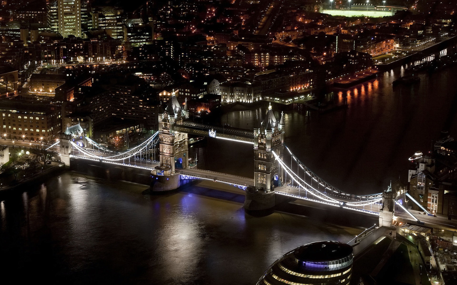 Buildings, Bridge, River, Black, England, Tower, 1080P, Night, Style, London, City, HD Wallpaper