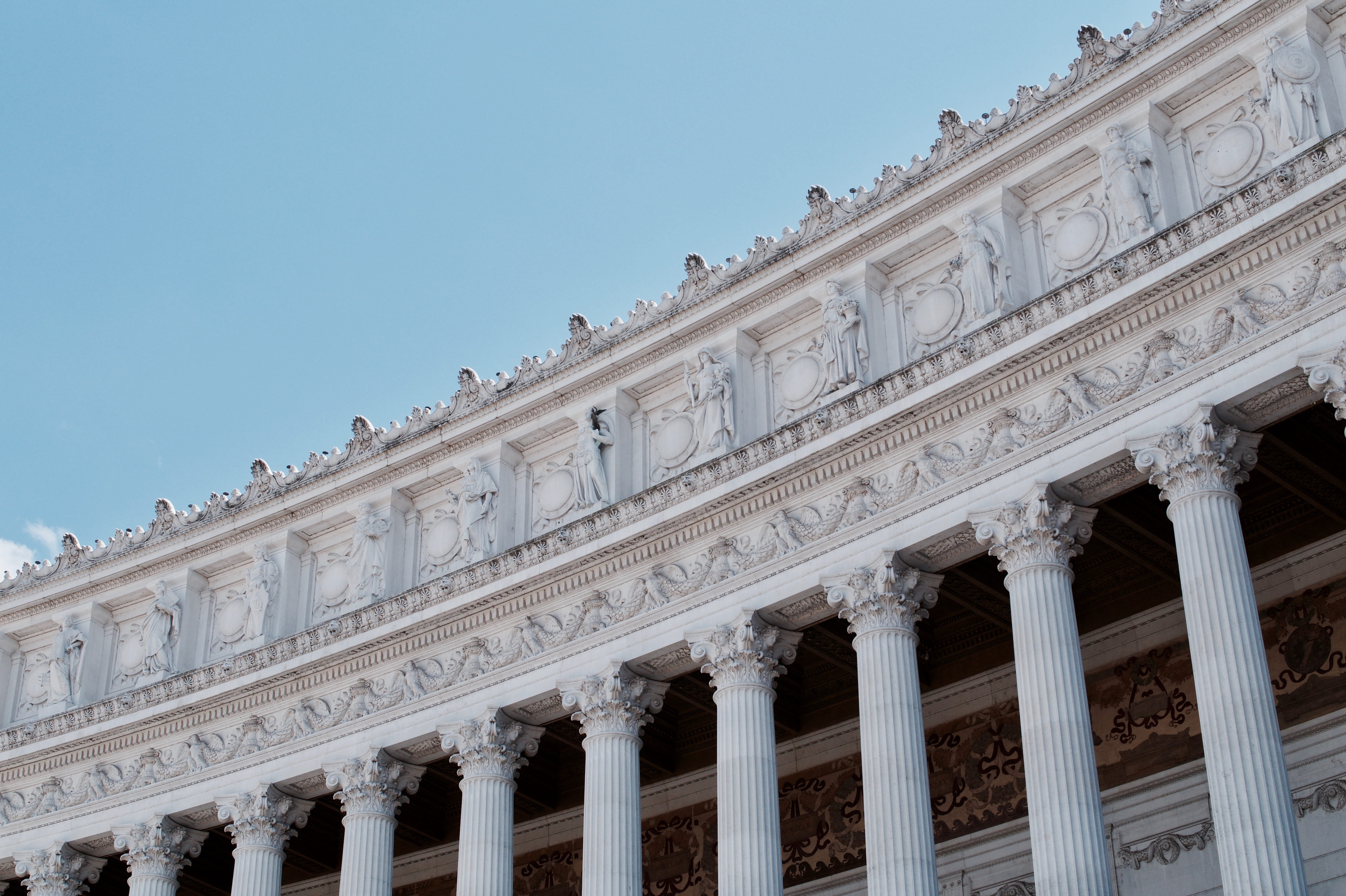 art and craft, blue, italy, colonnade, nature, government, the past, low angle view, neo-classical, altar of the fatherland, building exterior, city, clear sky, HD Wallpaper