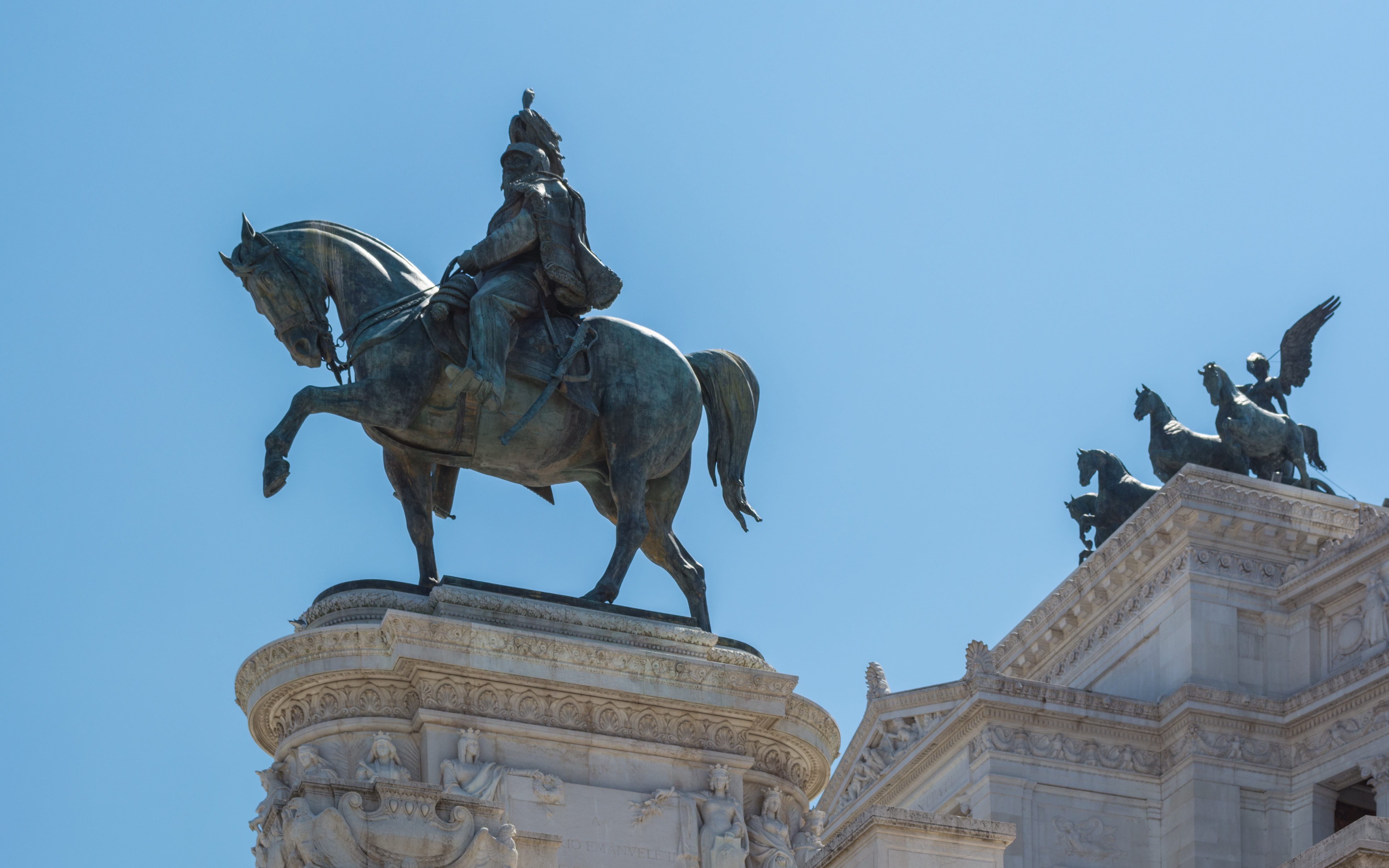 history, monument, livestock, city, sky, domestic animals, art and craft, sculpture, italy, built structure, 5K, Rome, Monument To Vittorio Emanuele Ii, HD Wallpaper