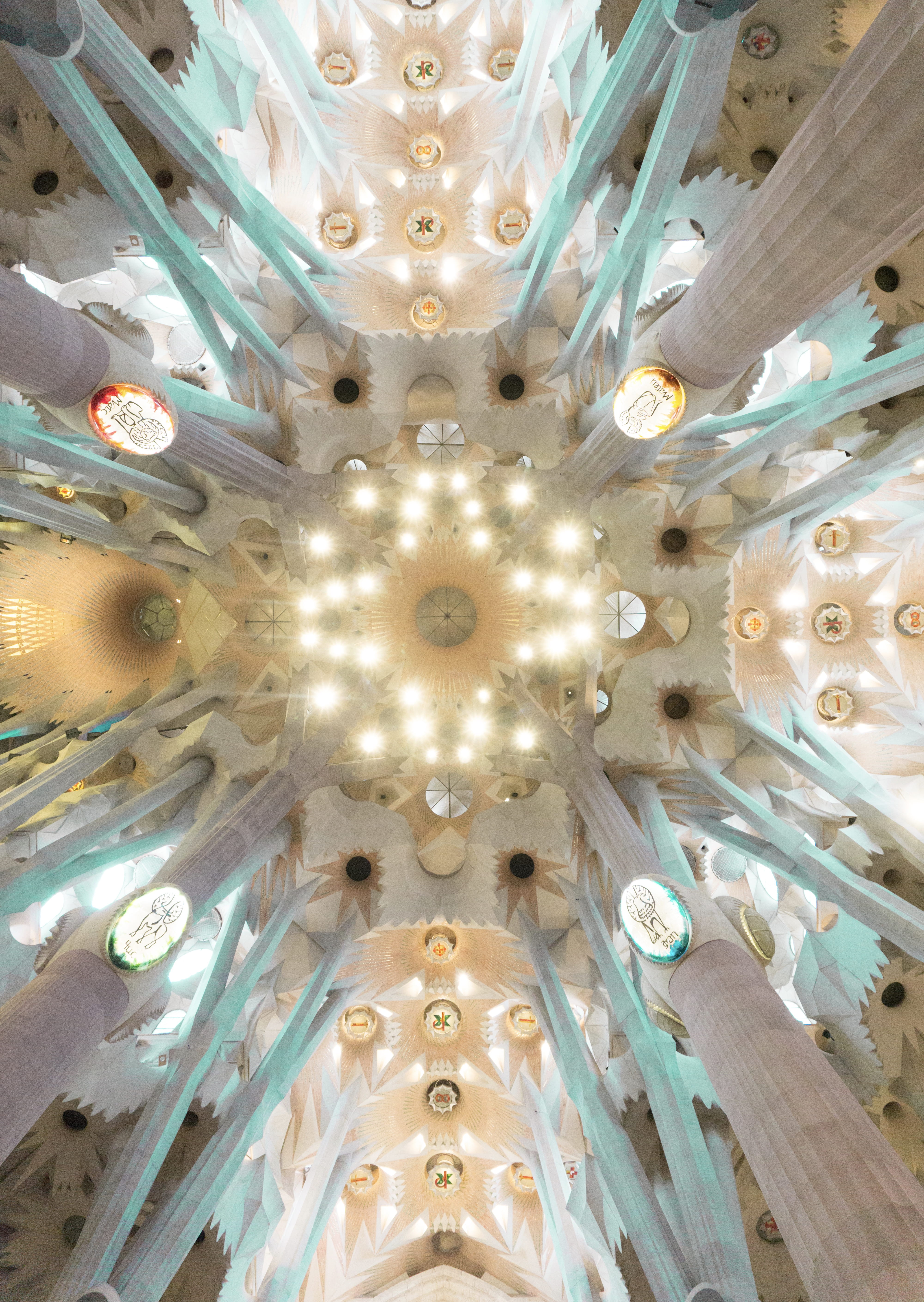 low, pattern, barcelona - Spain, antonio Gaudi, history, art, cultures, religion, chandelier, architecture, up, indoors, inside Of, window, decoration, Phone HD Wallpaper
