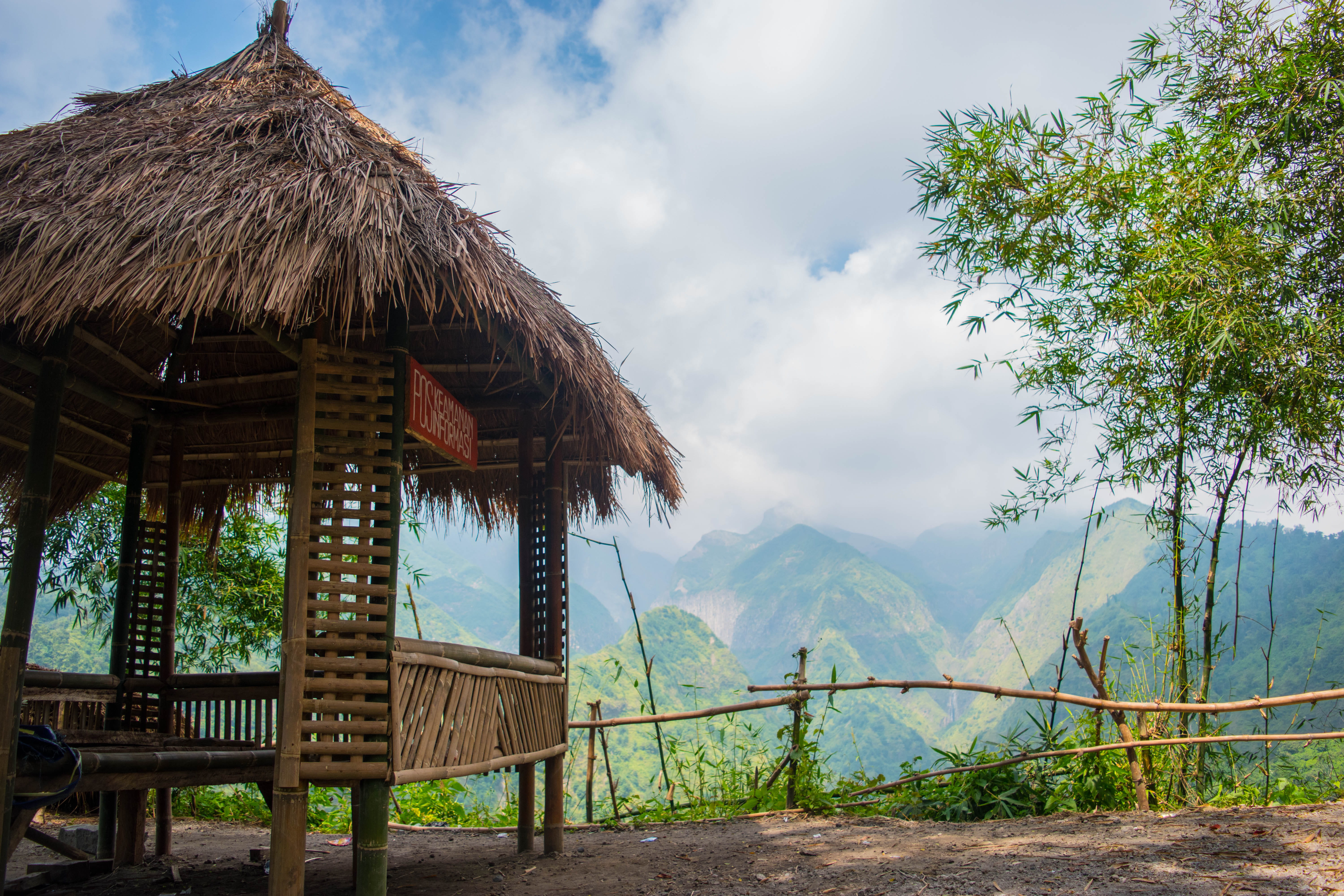 asia, beauty in nature, landscape, thatched roof, tree, scenics - nature, forest, no people, east java, land, nature, sky, day, roof, kediri, built structure, HD Wallpaper