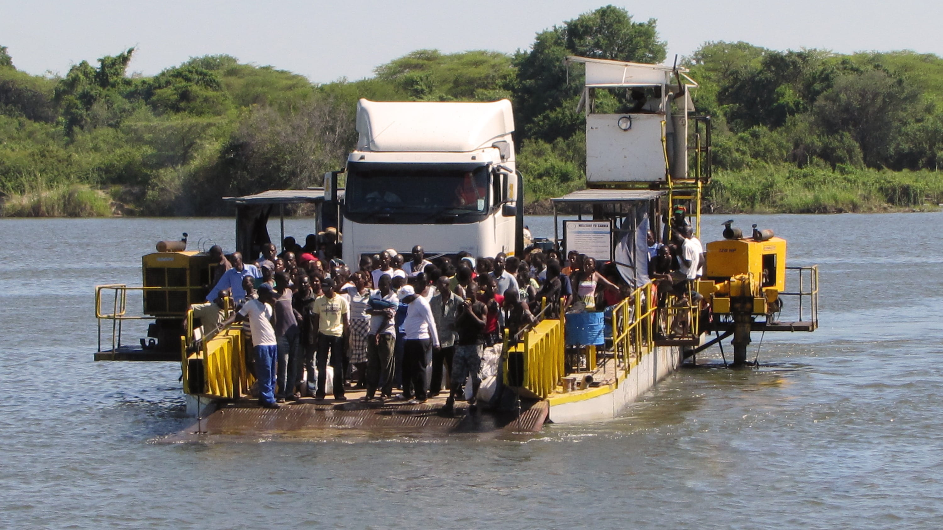 passenger craft, river, botswana zambia, shipping, real people, outdoors, travel, group of people, car ferry, tree, motion, transport, day, standing, men, HD Wallpaper