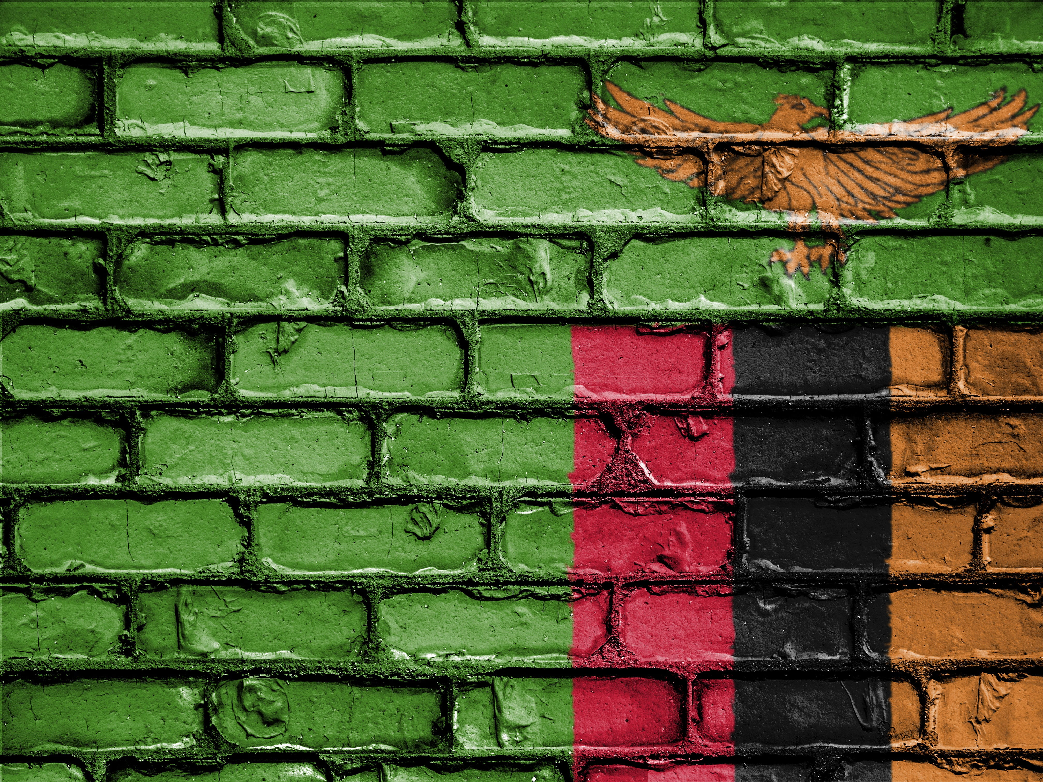 flag, wall - building feature, textured, emblem, red, multi colored, close-up, country, architecture, brick wall, animal, building exterior, nation, symbol, HD Wallpaper