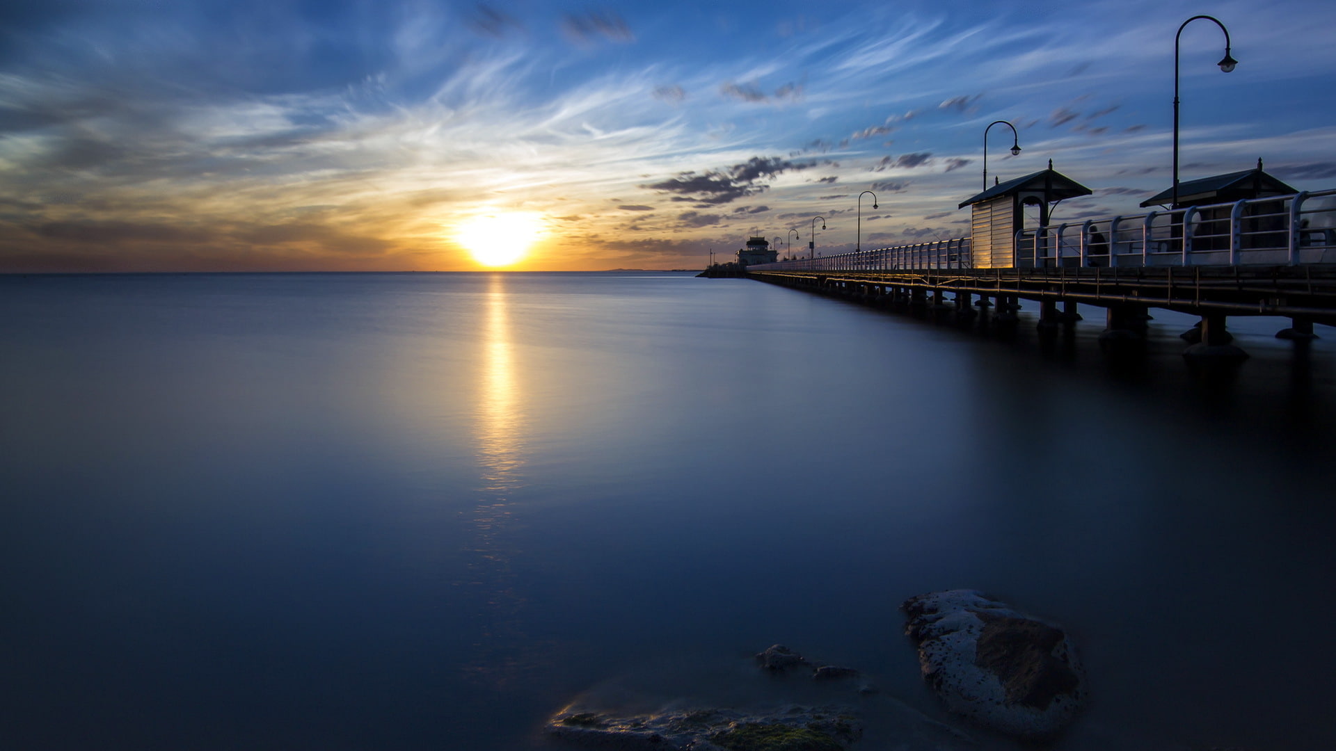 sea, Victoria, sunset, 1080P, Melbourne, St Kilda, Australia, HD Wallpaper