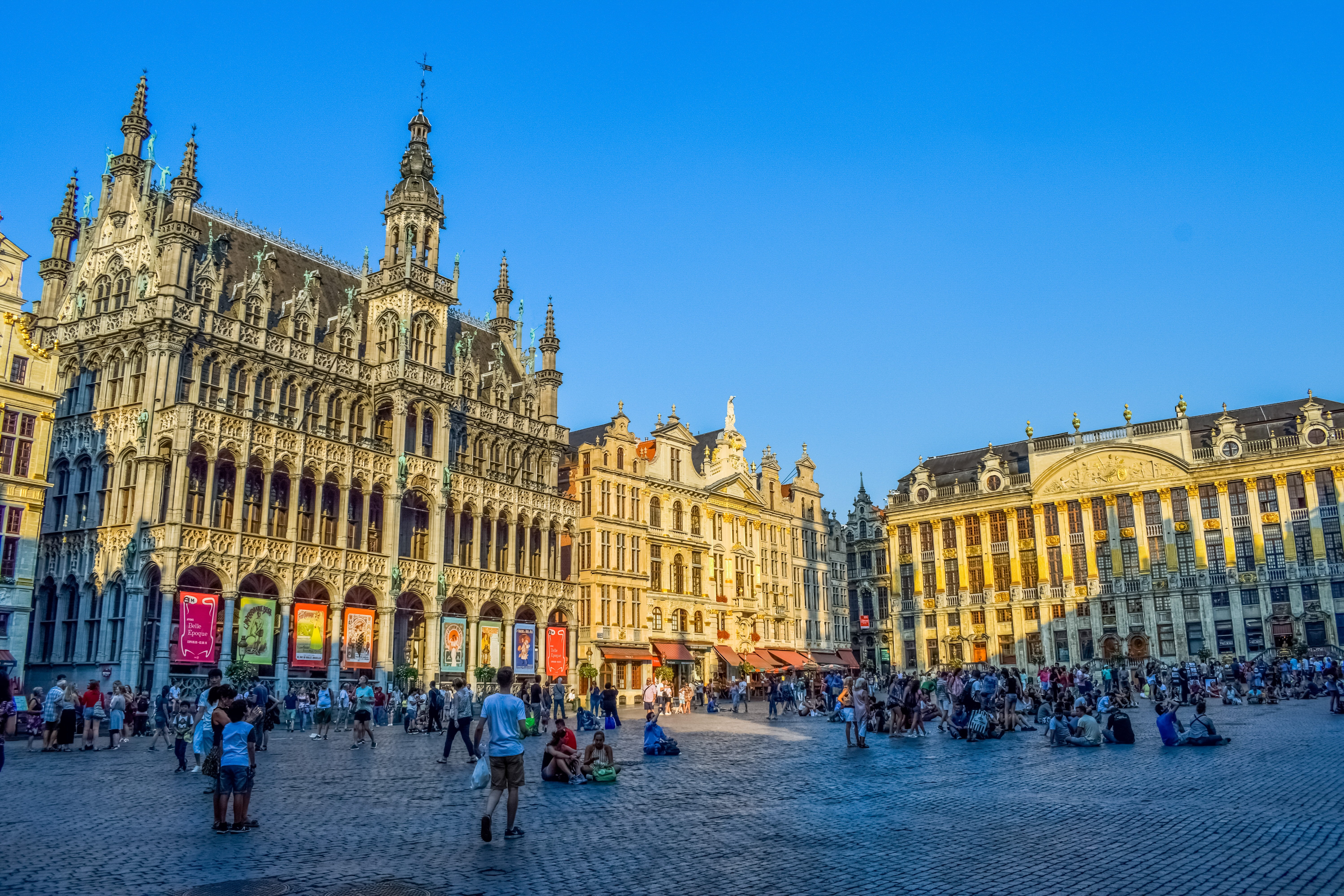 tourism, belgian, adult, built structure, buildings, grand place, clear sky, city, nature, the past, belgium, 5K, architecture, square, landmark, travel, HD Wallpaper
