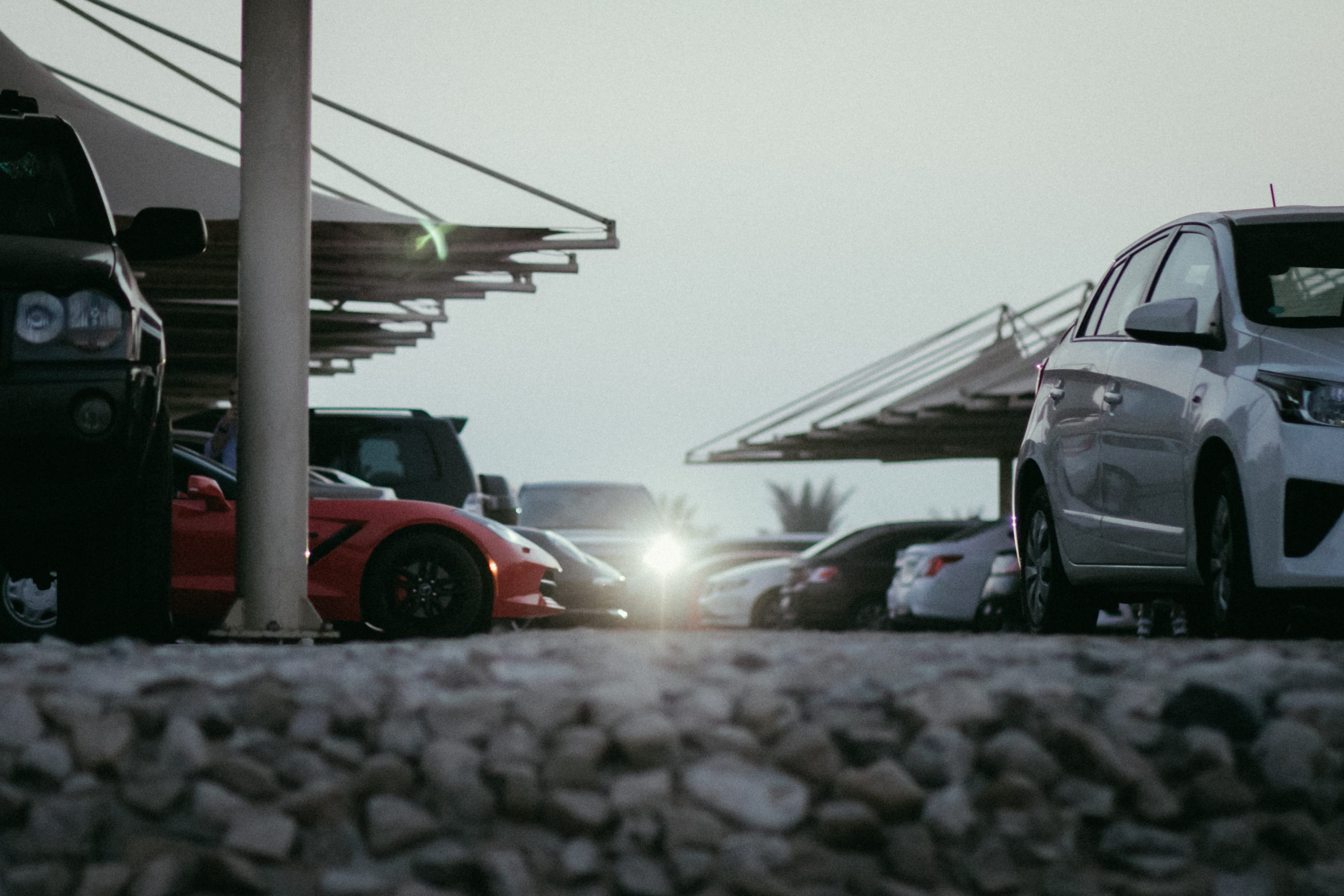 sky, Car, stationary, red, arabia, emarati, Uae, mode of transportation, land vehicle, truck, vehicle, city, style, arab, nature, urban, Dubai, winter, HD Wallpaper