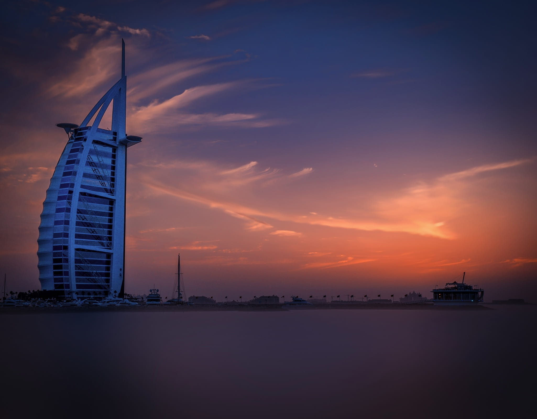 blue sky, no people, sea, seashore, travel destinations, architectural design, building exterior, landscape, view, waterfront, yacht, cloud - sky, built structure, HD Wallpaper
