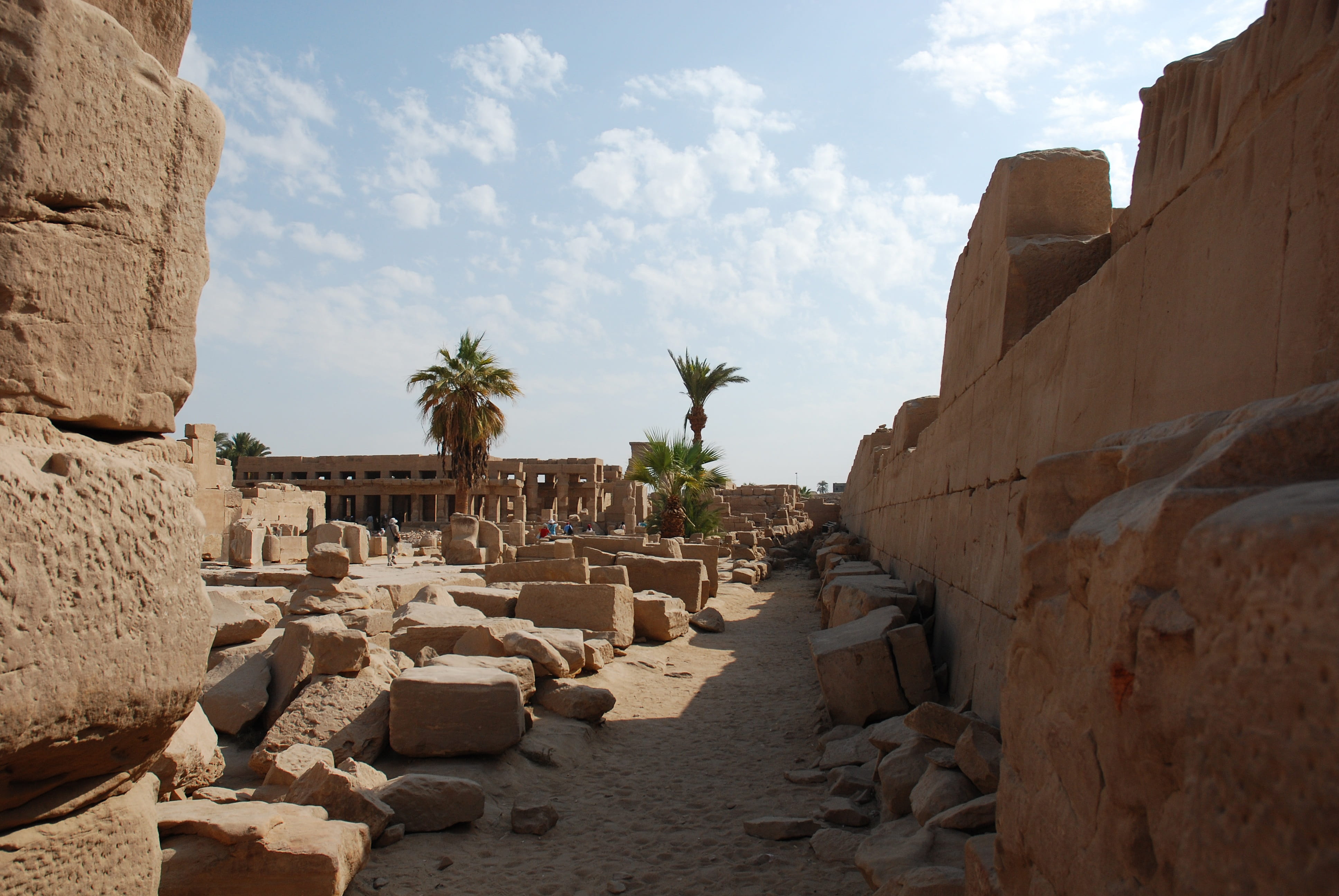 summer, temple, monuments, entrance, nature, outdoors, cloud - sky, archaeology, old, palm tree, Egypt, travel Locations, architecture And Buildings, ruined, HD Wallpaper