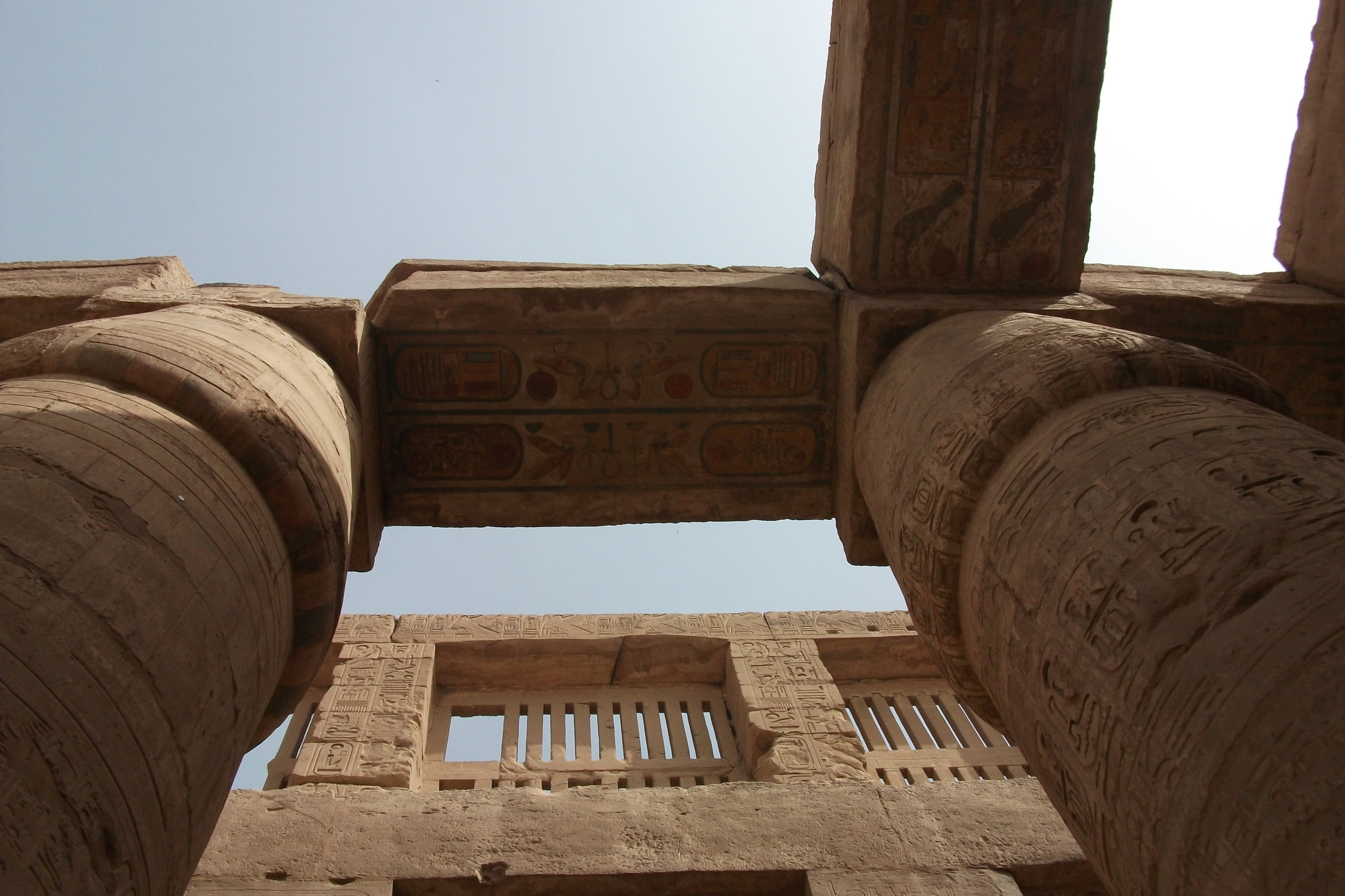 historically, ancient civilization, sky, indoors, outdoors, luxor, old, inscription, columnar, architecture, columnar temple, 2K, low angle view, history, HD Wallpaper