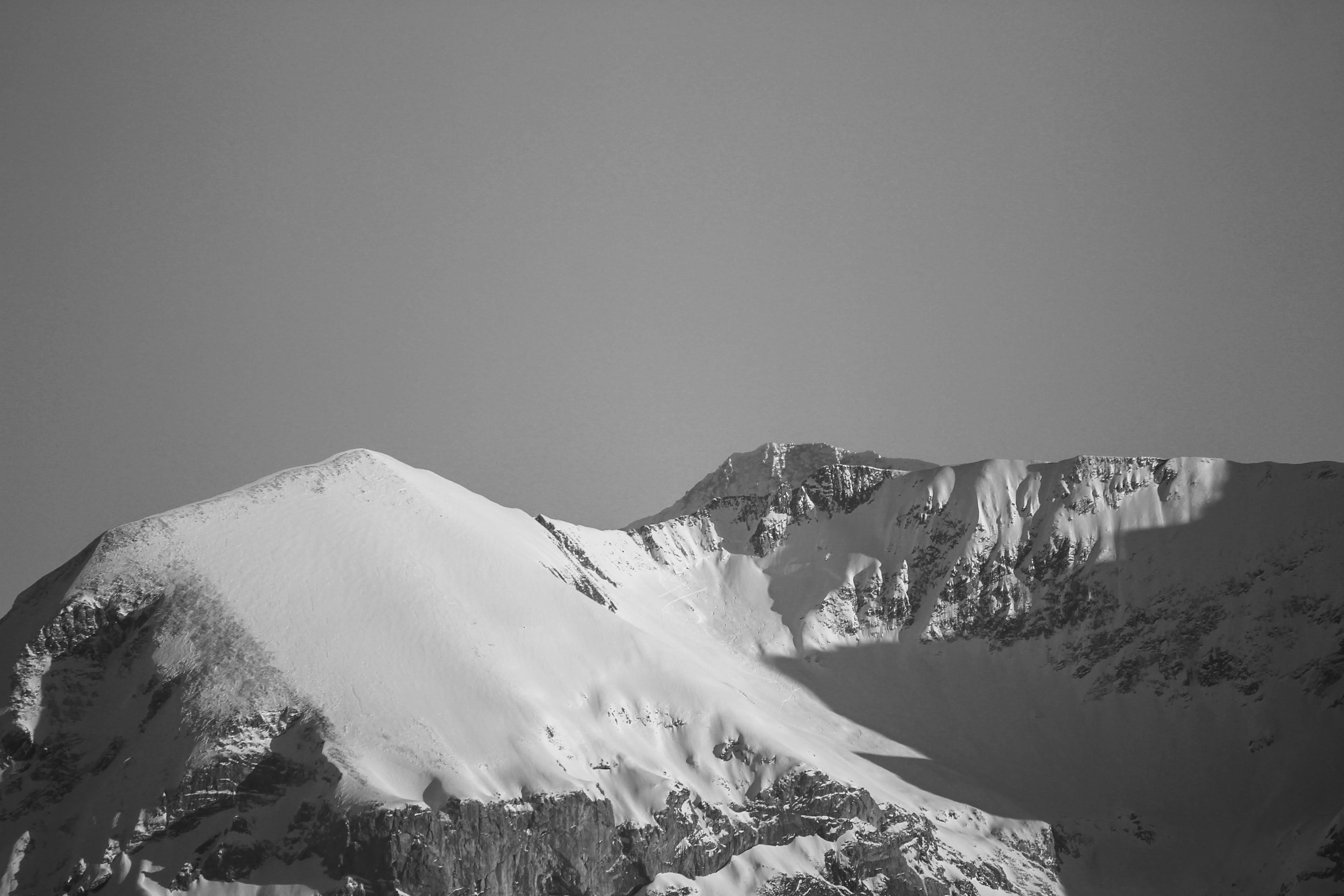 mountain range, mountain peak, cold temperature, mountain, snowcapped mountain, copy space, beauty in nature, winter, switzerland, swiss, day, blackwhite, HD Wallpaper