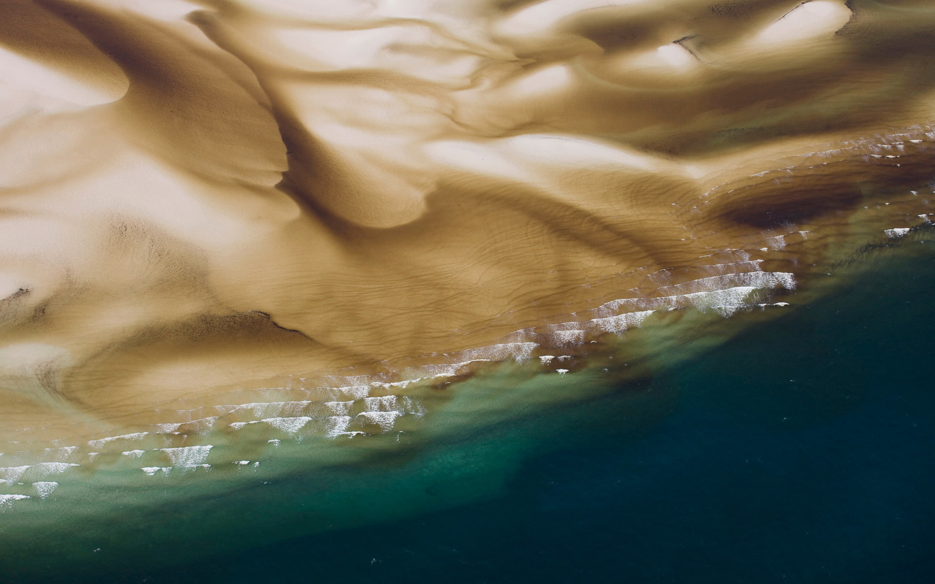 sea, sand, shore, Fraser island, QLD, the mouth of the river, 1080P, Australia, HD Wallpaper