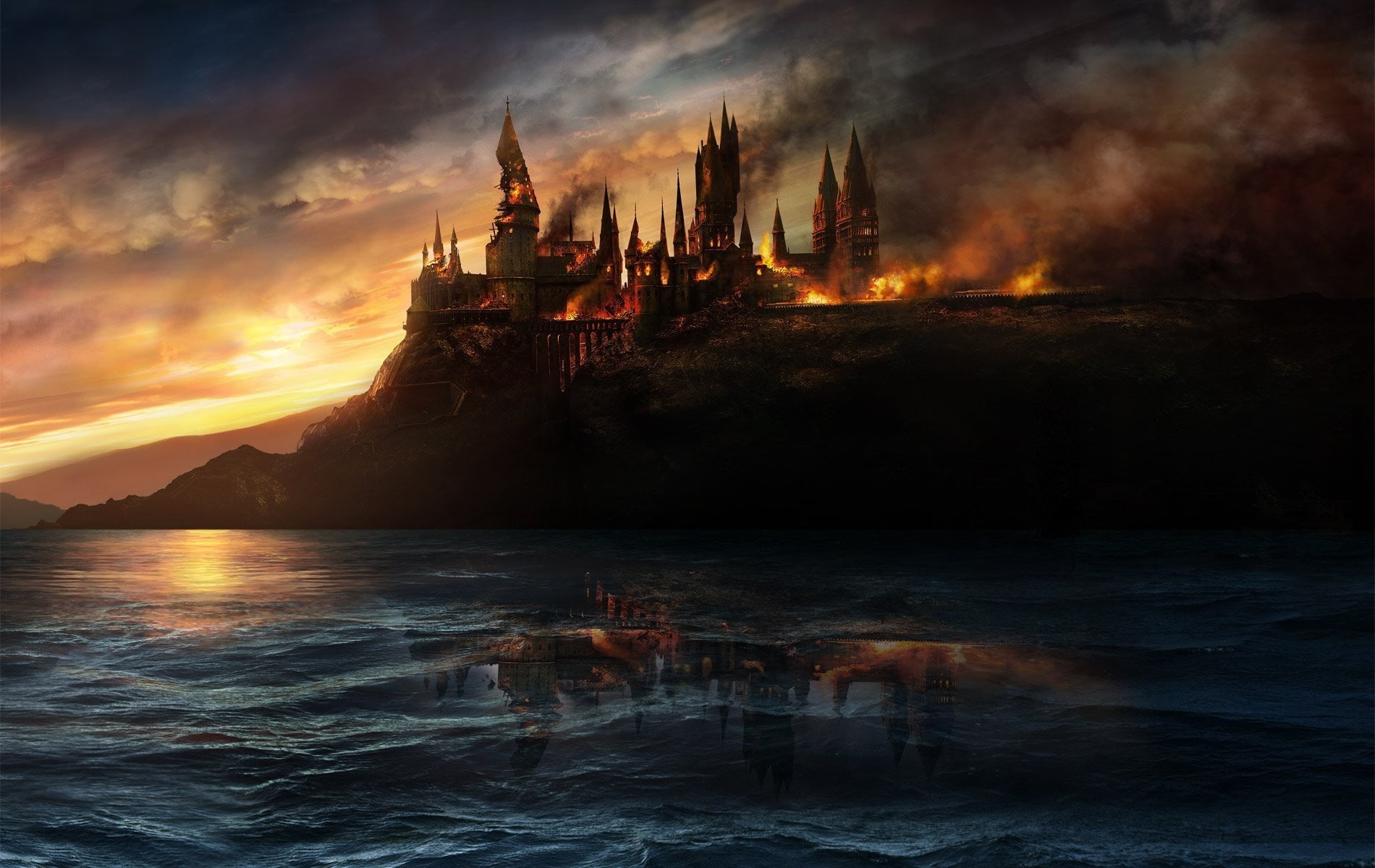 720P, destruction, Hogwarts, HD Wallpaper