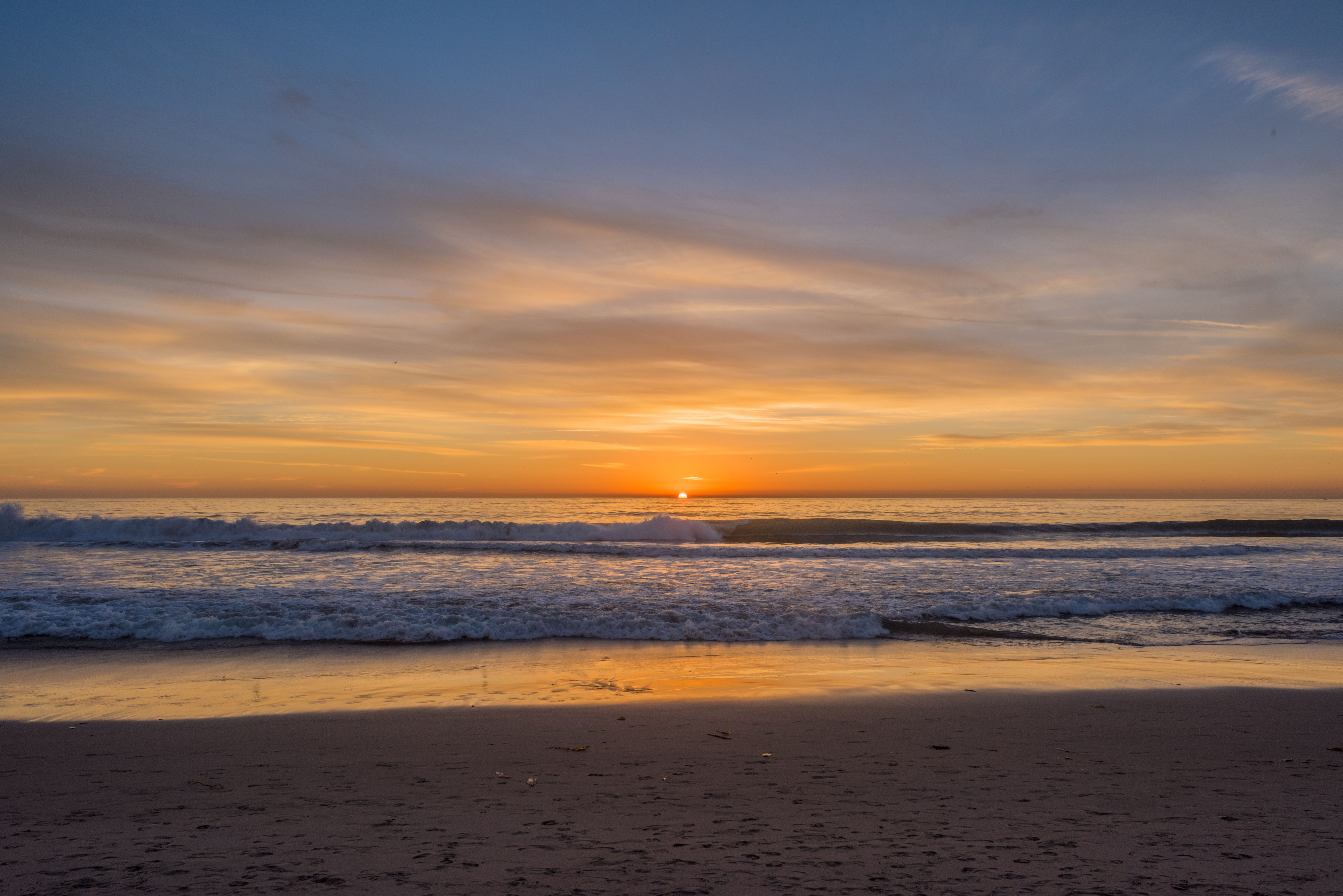 seashore, scenics - nature, natural, idyllic, orange color, sea, water, beach, sunset, shore, horizon over water, nature, sun, landscape, tourism, outdoors, HD Wallpaper