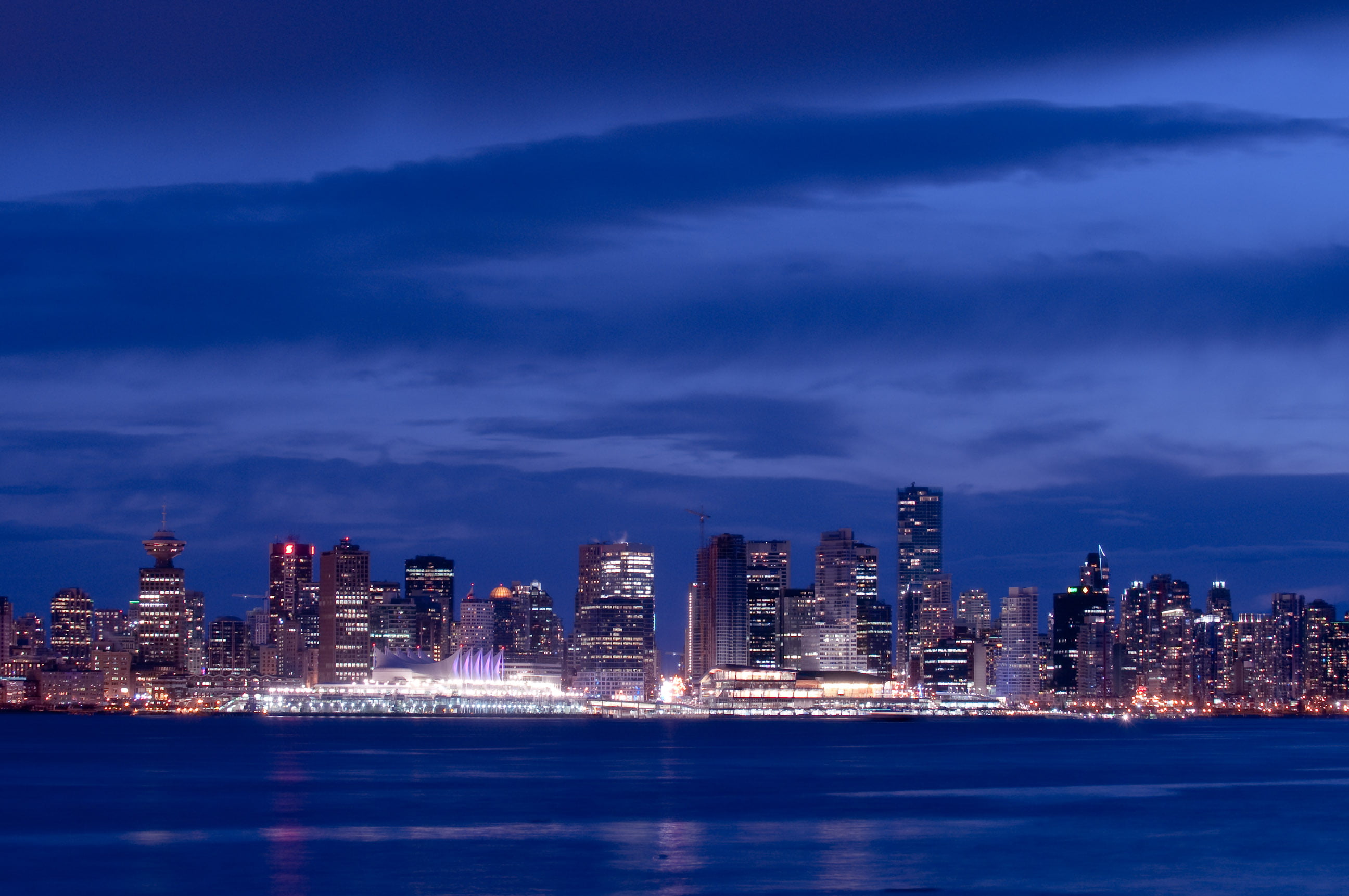 cityscape, downtown District, built Structure, architecture, long exposure, Earth Hour 2009, vancouver, 2K, canada, sea, uSA, building Exterior, lonsdale quay, HD Wallpaper