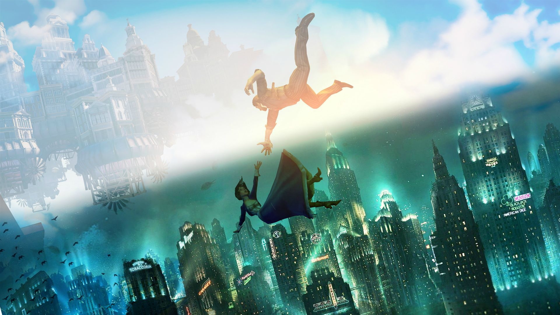 Elisabeth, delight, drop, Elizabeth, Colombia, Booker DeWitt, rapture, Columbia, bioshock infinite, bioshock, 1080P, HD Wallpaper