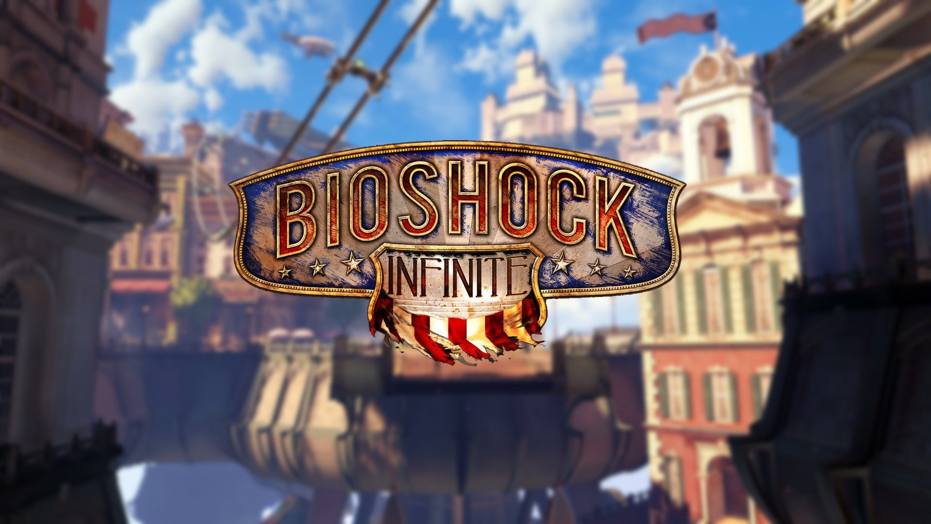 built structure, outdoors, ornate, nature, text, no people, close-up, sunlight, focus on foreground, craft, creativity, city, building exterior, bioshock bioshock infinite video games pc gaming consoles gamers blue red columbia bioshock, HD Wallpaper