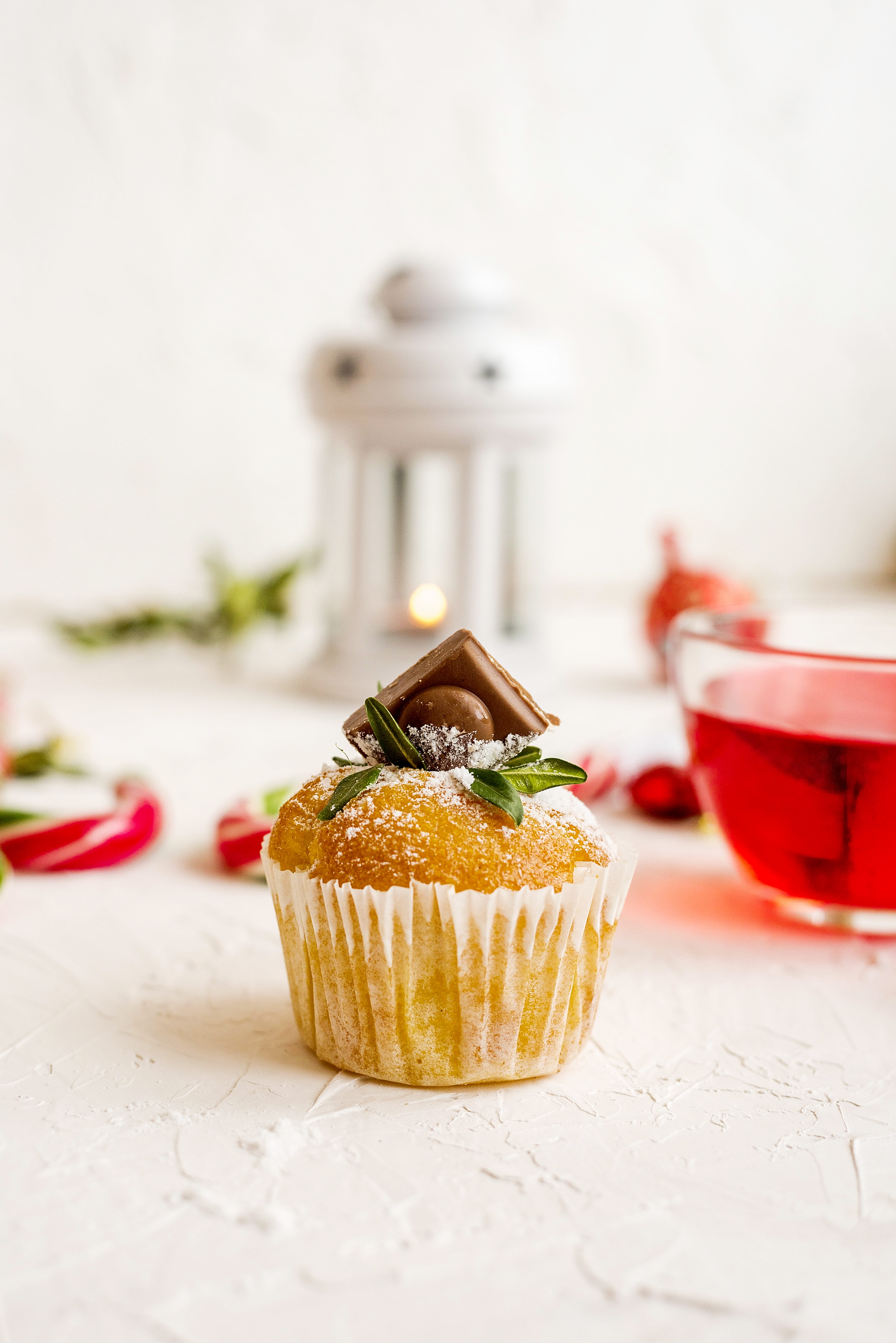 sweet food, cupcake, still life, surface, cupcake holder, sweet, selective focus, muffin, freshness, food, potted plant, cream, white, herbs, mint, planter, Phone HD Wallpaper