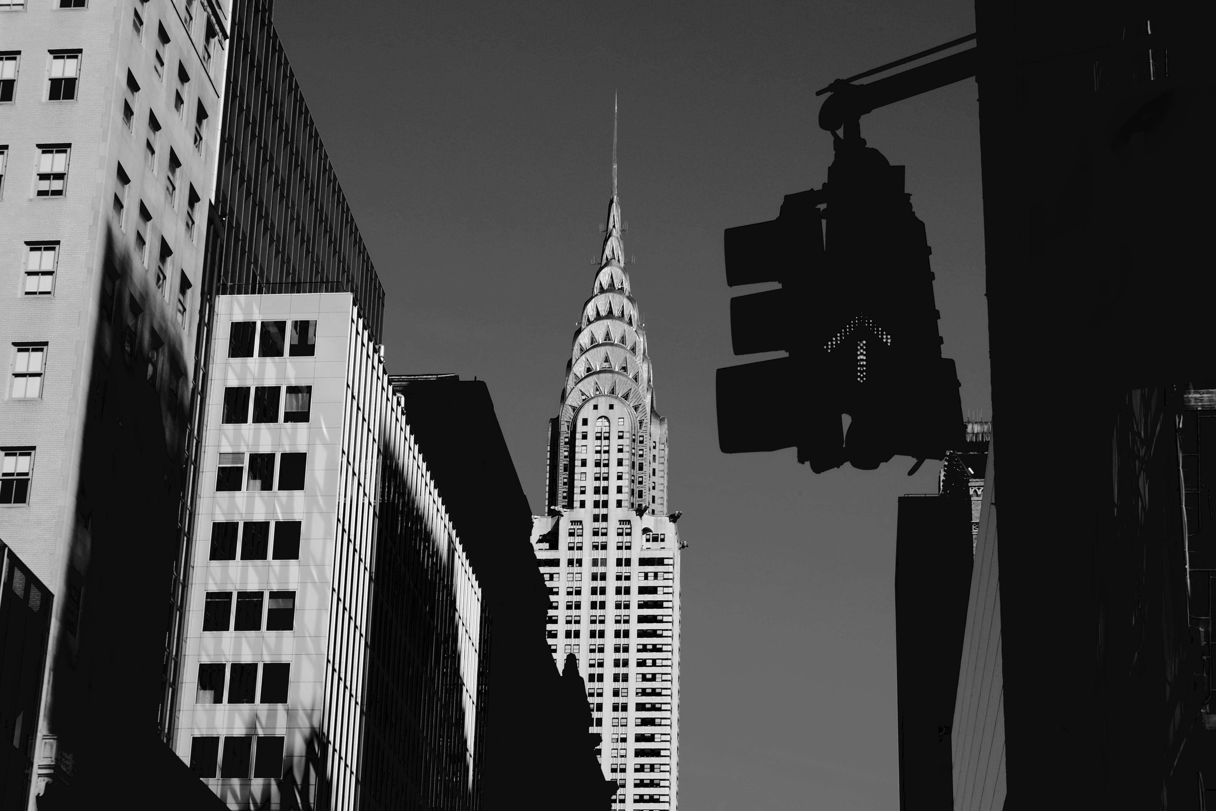 sunlight, nyc, rise, shadow, building, office, sky, day, residential district, black and white, skyscraper, financial district, photography, outdoors, no people, HD Wallpaper