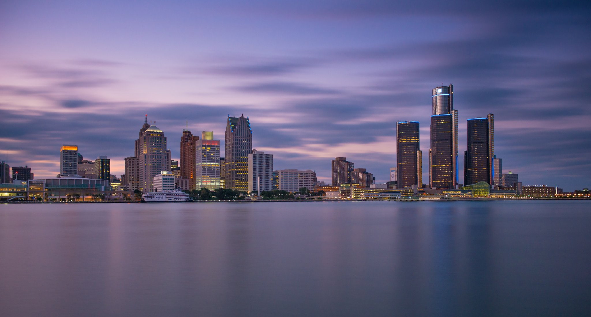 buildings, oakland, jet, detroit, art, usa, port, chrysler, stores, storehouses, ford, night, offices, towers, docks, monorail, architecture, bridges, cities, HD Wallpaper