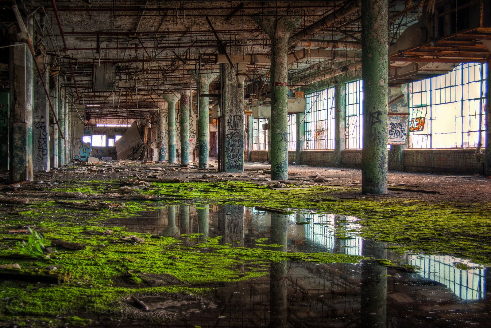 stores, storehouses, art, architecture, bridges, ford, cities, port, city, buildings, chrysler, docks, 720P, monorail, offices, detroit, downtown, night, HD Wallpaper