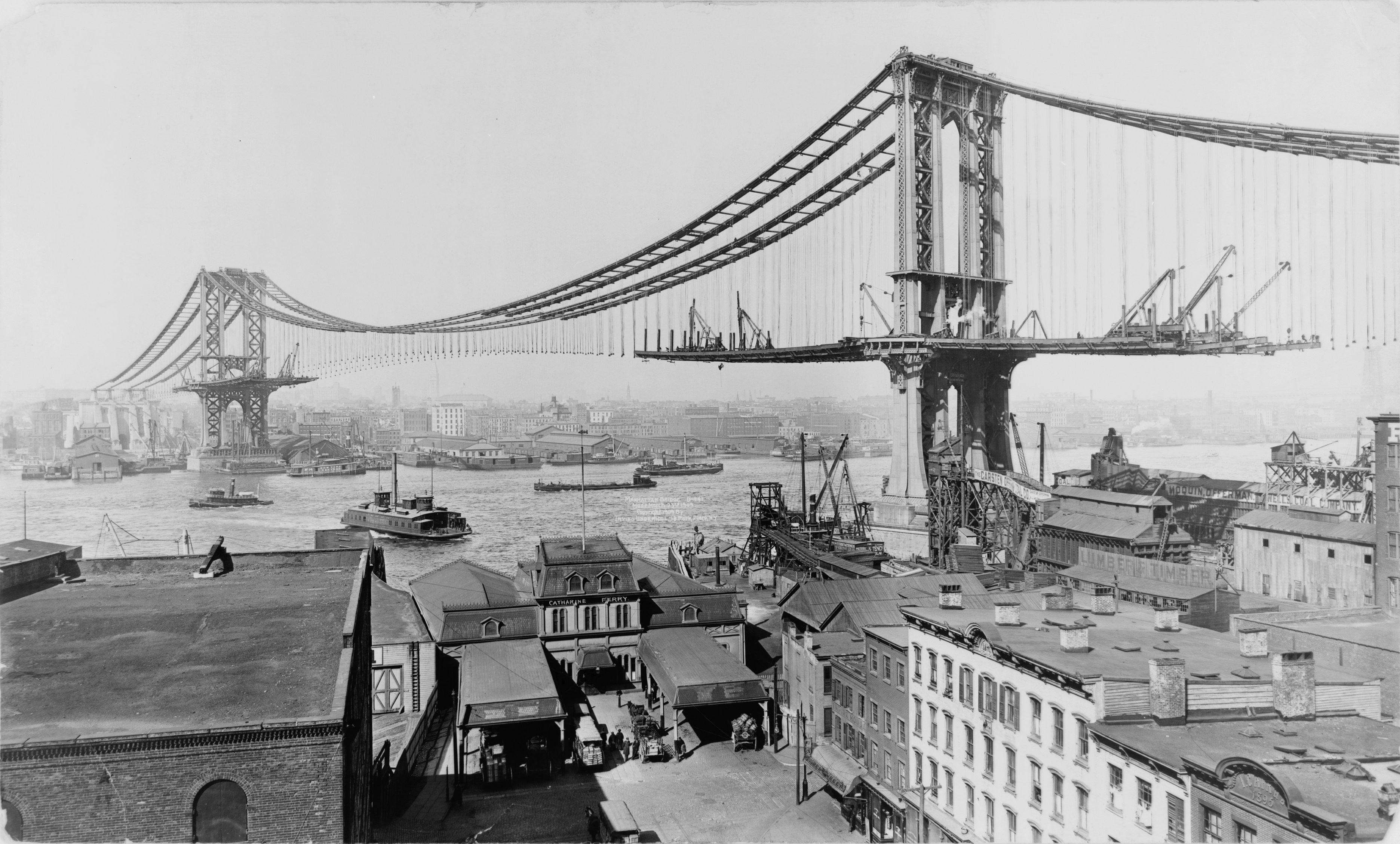 New York City, Manhattan Bridge, historic, history, Shorpy, 2K, HD Wallpaper
