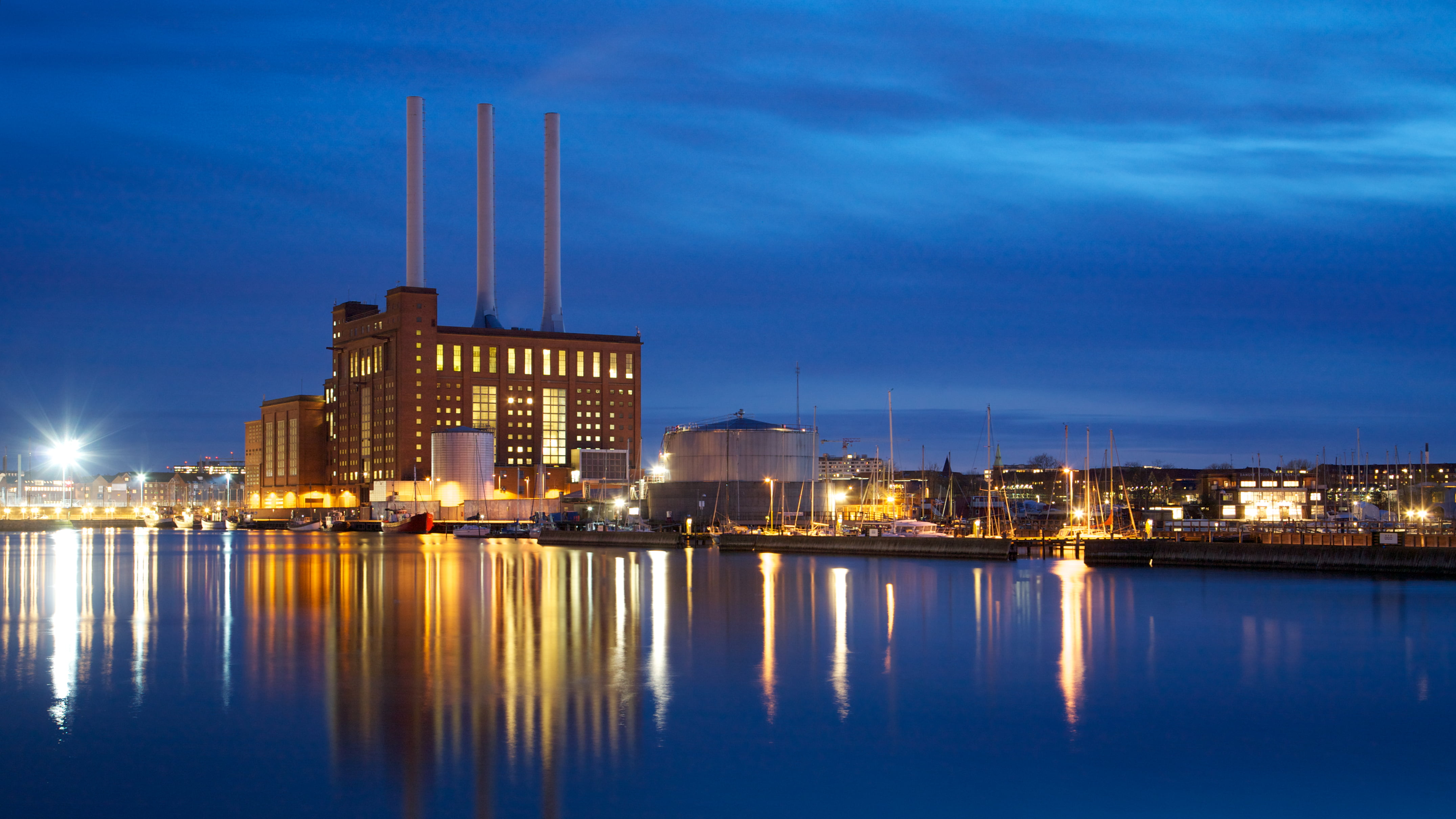 4K, smoke stacks, burst, Nordhavn, harbor, Long Exposure, 105mm, golden hour, urban Scene, night, 4L, Power Plant, architecture, Canon EOS 5D, LE, Peter, HD Wallpaper