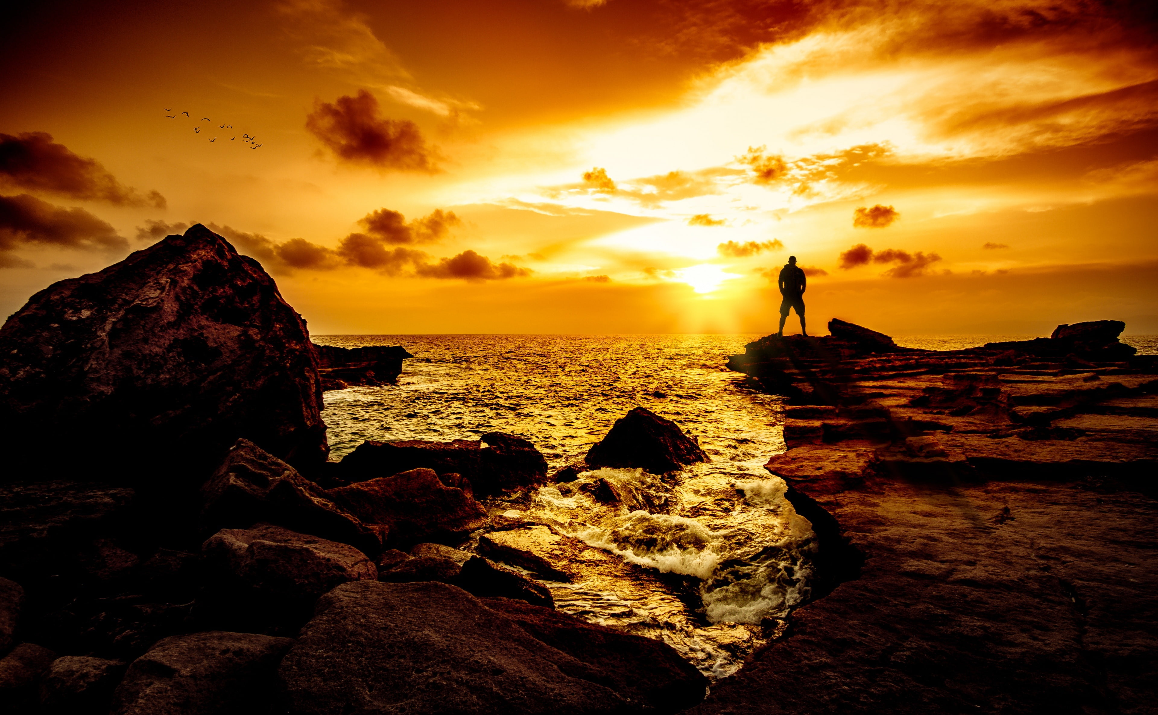 tranquility, beach, Ocean, water, sea, land, Spain, horizon, Sun and Sky, Sunset, canon, tranquil scene, cloud - sky, solid, Watching, Waiting, Nature, HD Wallpaper