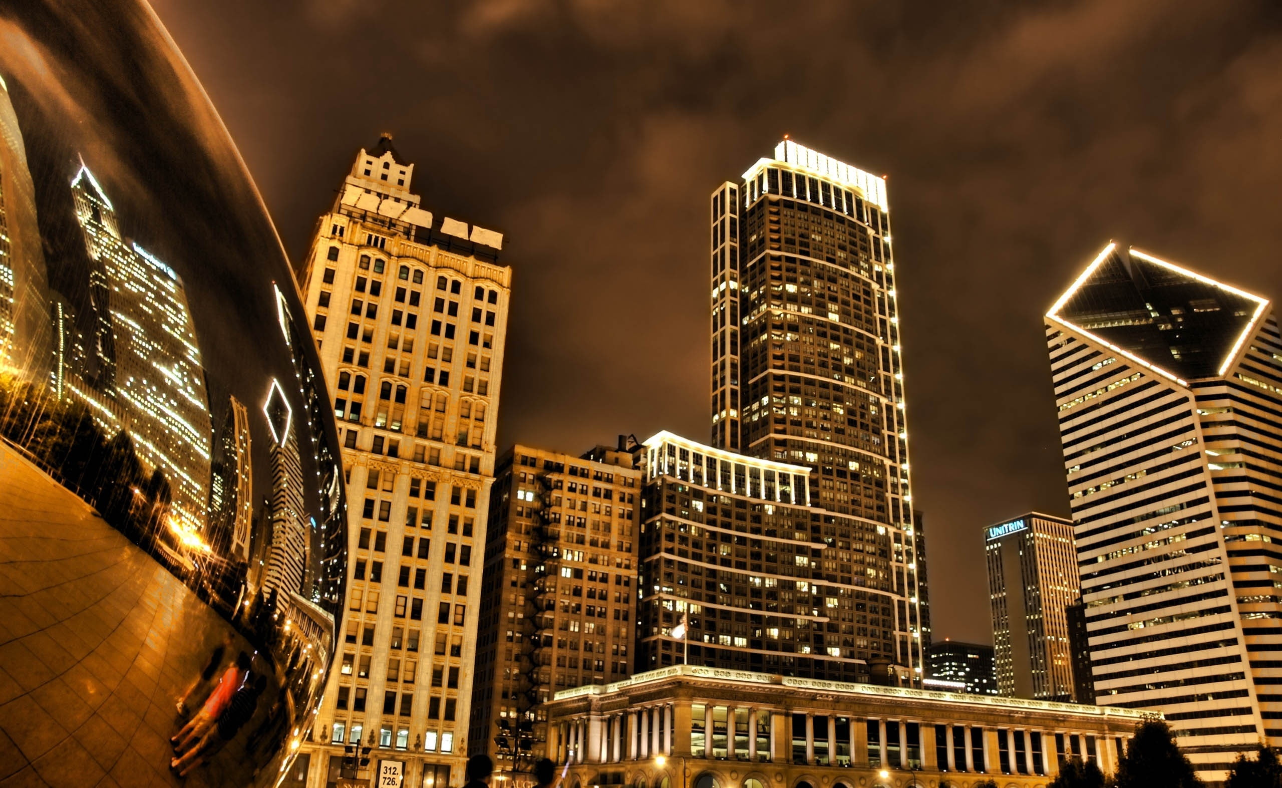 Chicago, apartment, hdr, Night, tall - high, outdoors, black, modern, brown, architecture, low angle view, illuminated, illustration, concrete, no people, HD Wallpaper