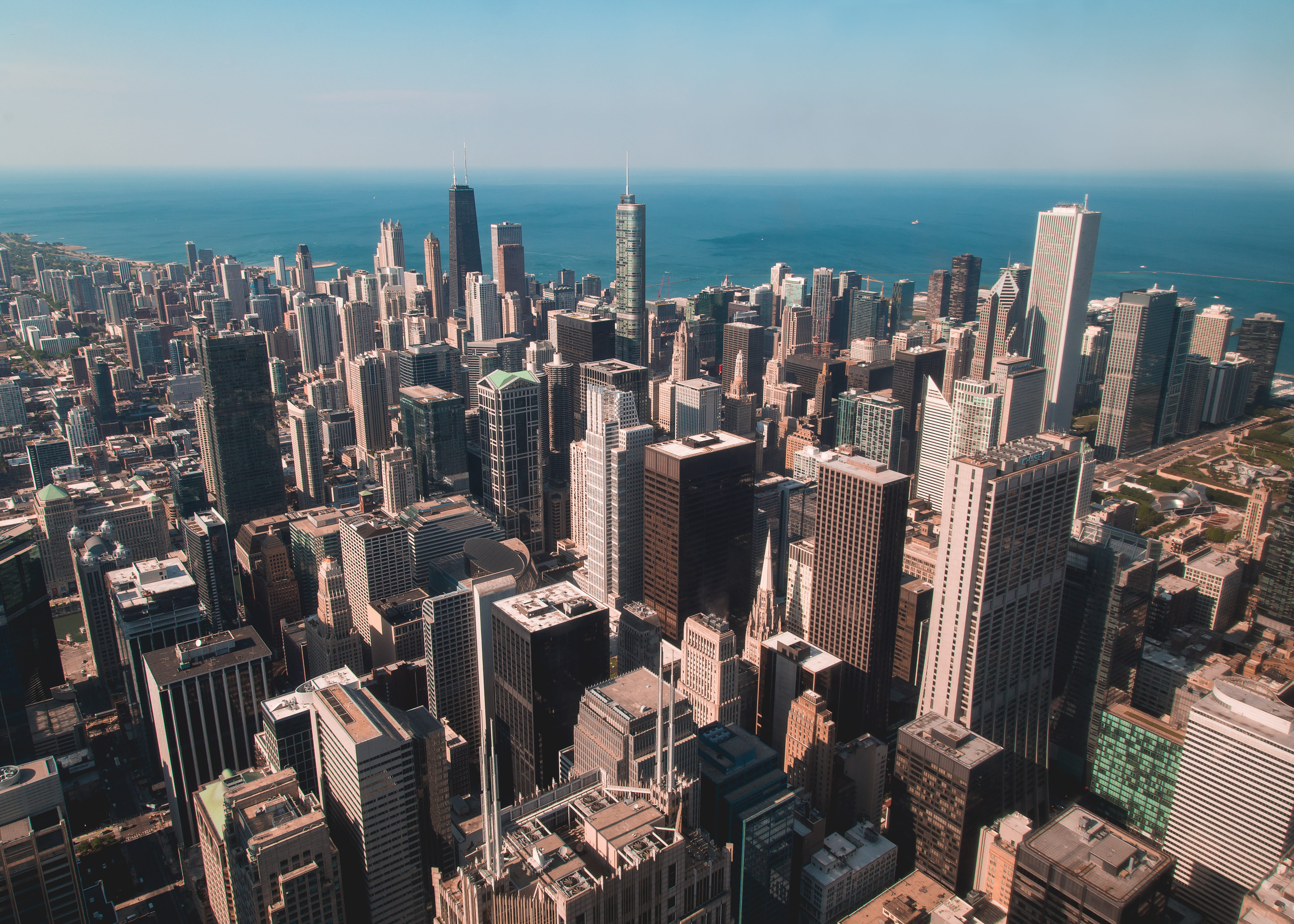 lake, office building exterior, nature, spire, architecture, office, building exterior, sea, water, united states, chicago, 4K, outdoors, cityscape, tall - high, HD Wallpaper
