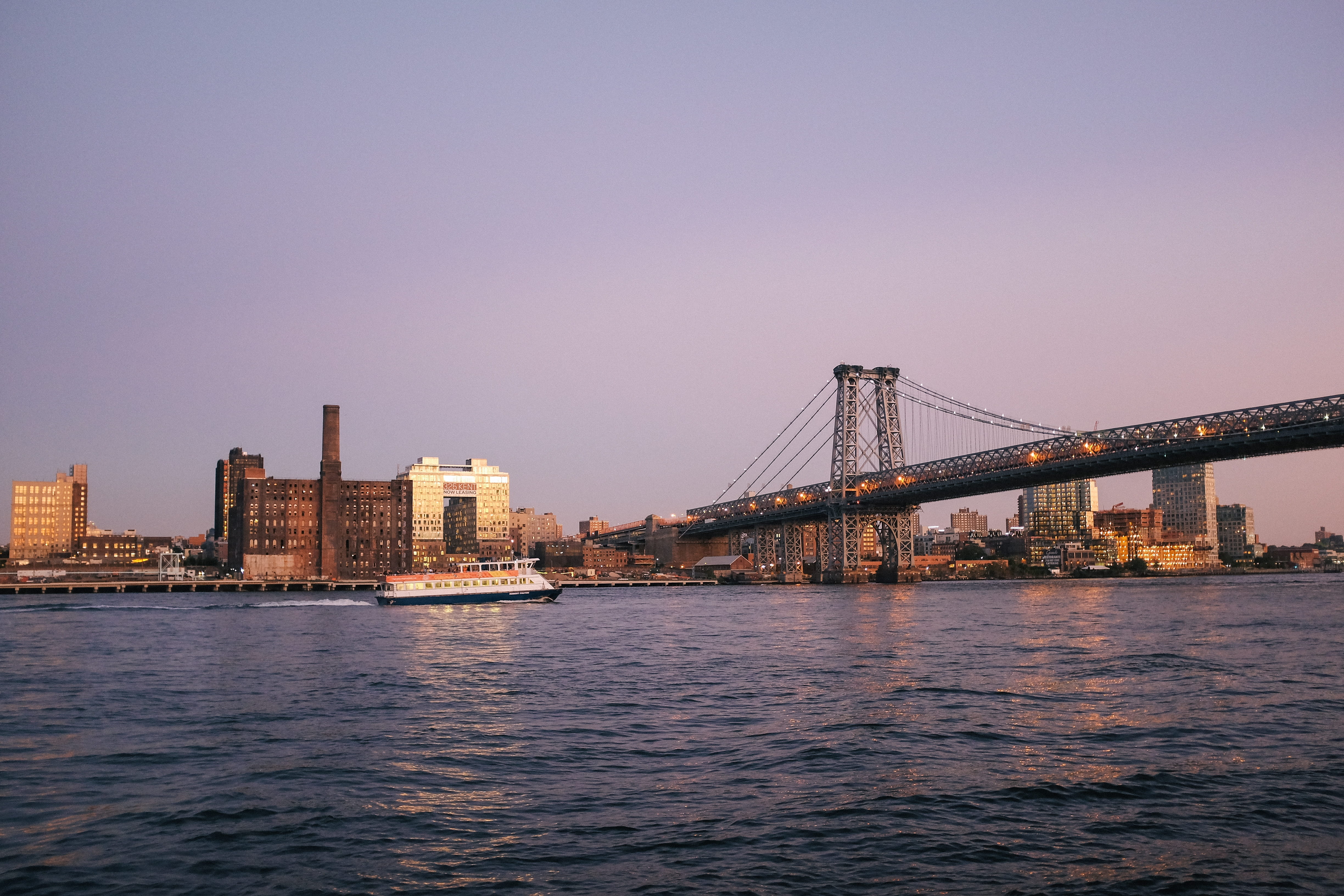 light, dusk, nature, east river, park, travel destinations, nyc, clear sky, waterfront, construction equipment, travel, architecture, building exterior, HD Wallpaper