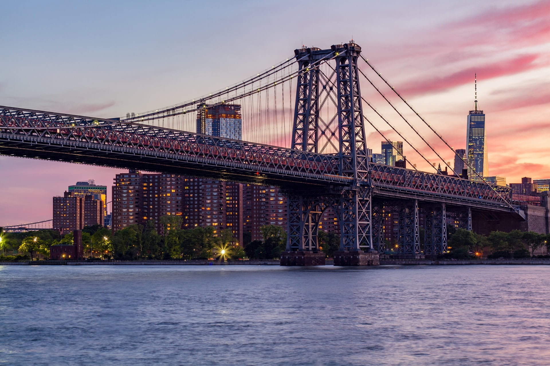 New York City, architecture, Williamsburg Bridge, bridge, city, 1080P, HD Wallpaper