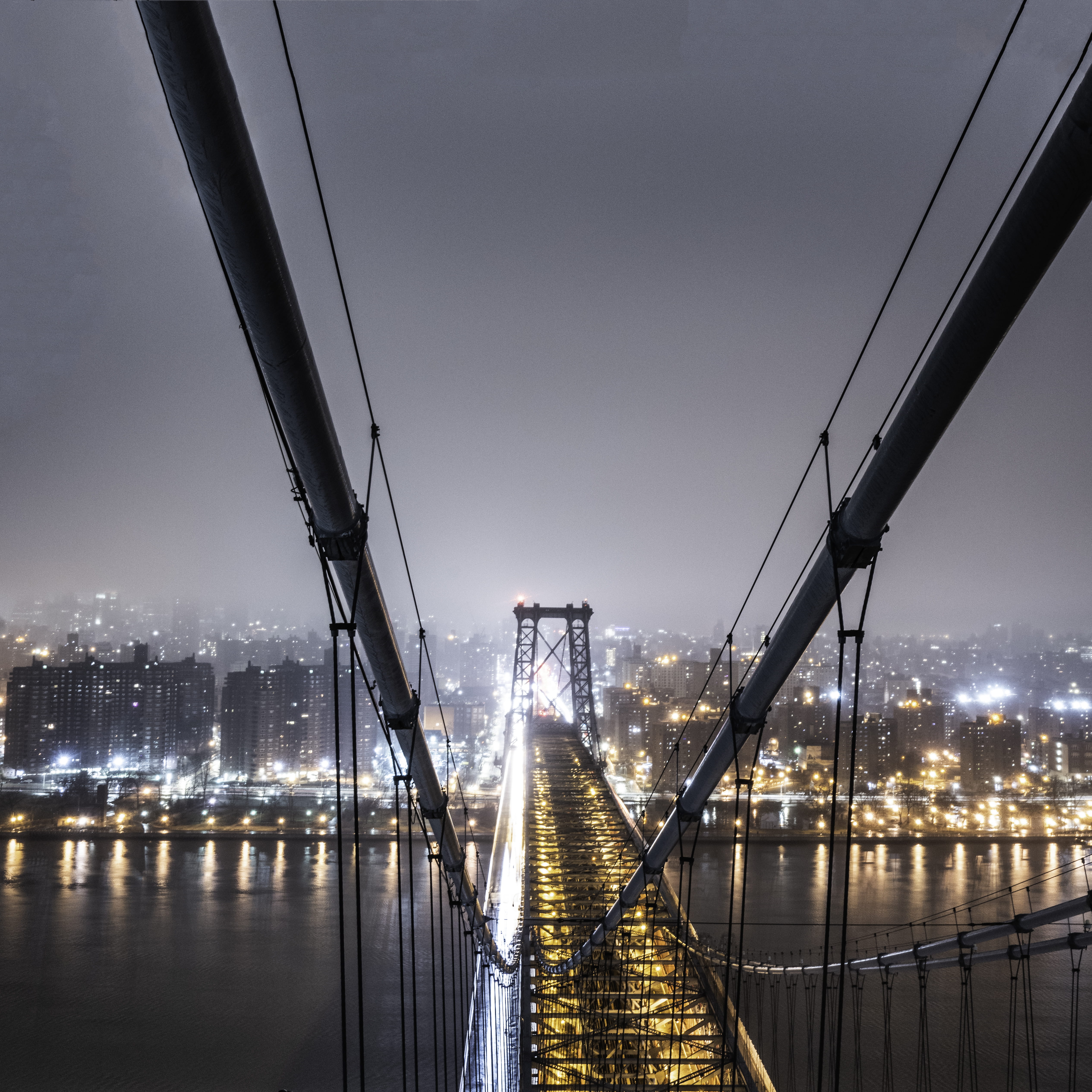 suspension bridge, reflection, military, boardwalk, gray, navy, suspension, outdoors, skyscraper, urban, travel destinations, nature, new york, handrail, Phone HD Wallpaper