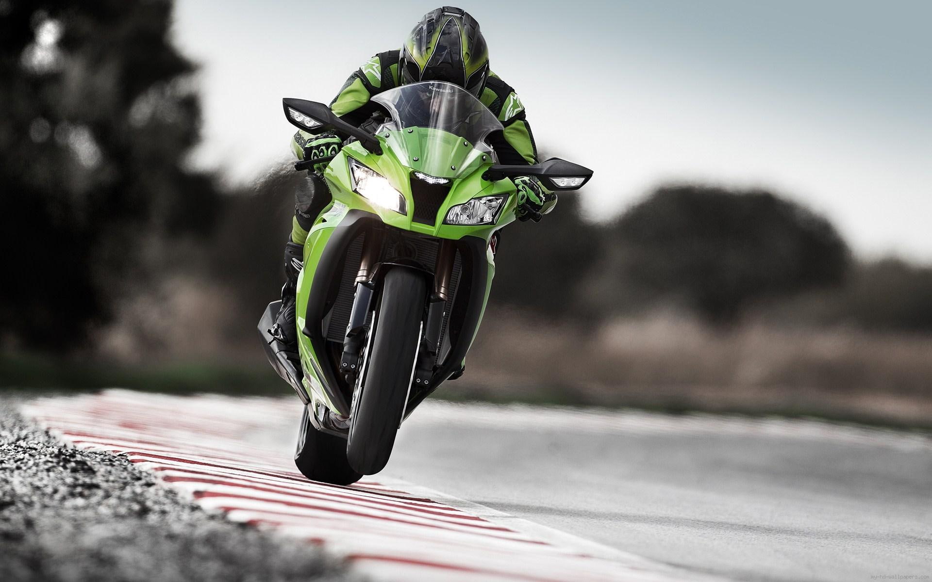 transport, yamaha, 1080P, bike, green, sports, moto, sportive, black, HD Wallpaper