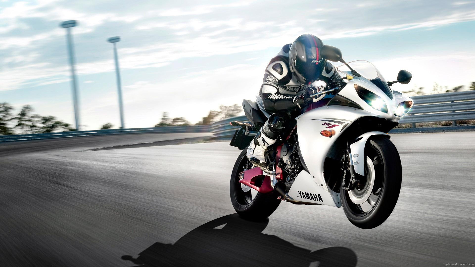 bike, 1080P, transport, sports, moto, white, yamaha, HD Wallpaper