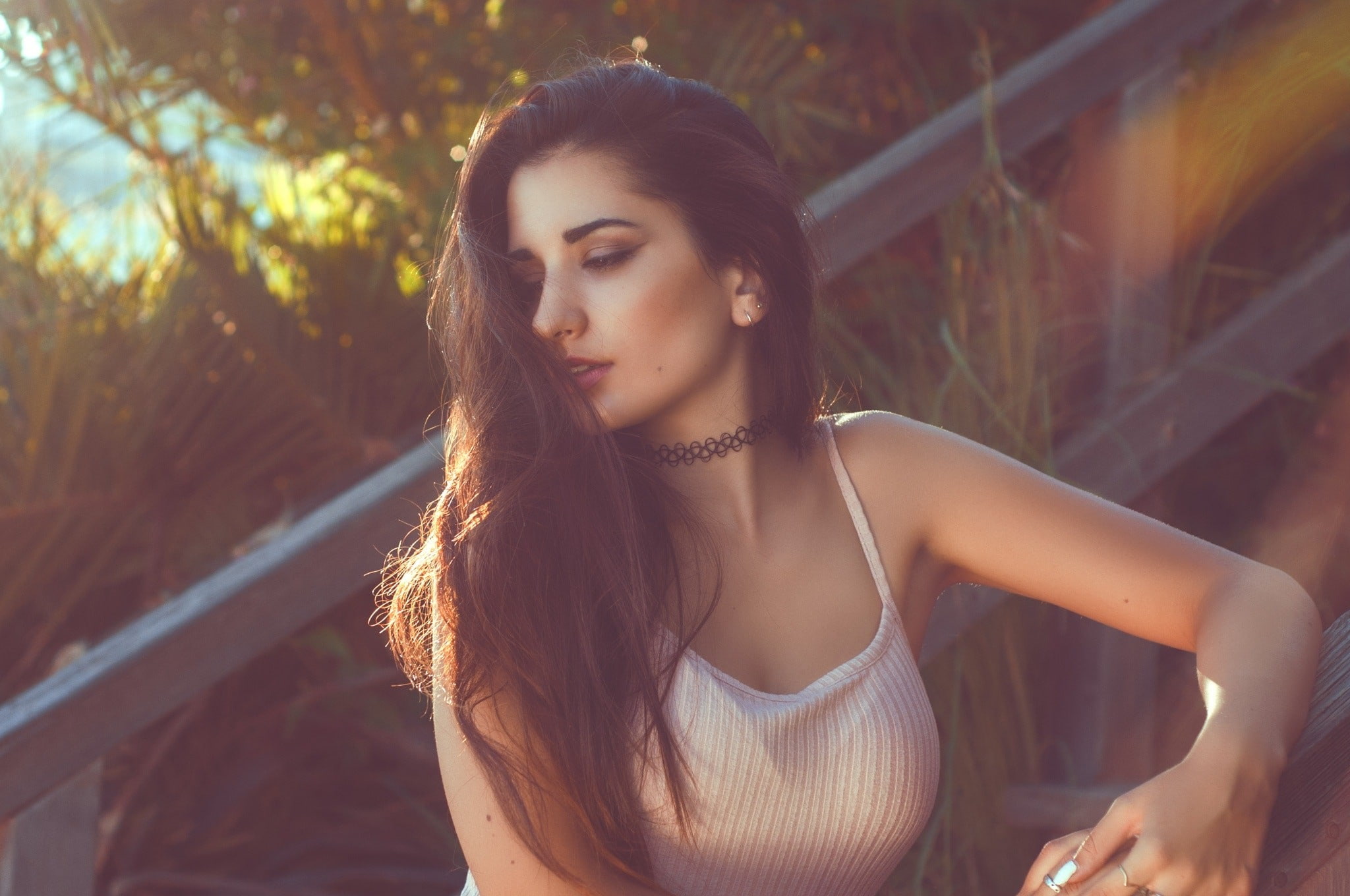 women, portrait, choker, 1080P, Raquel Puente, HD Wallpaper