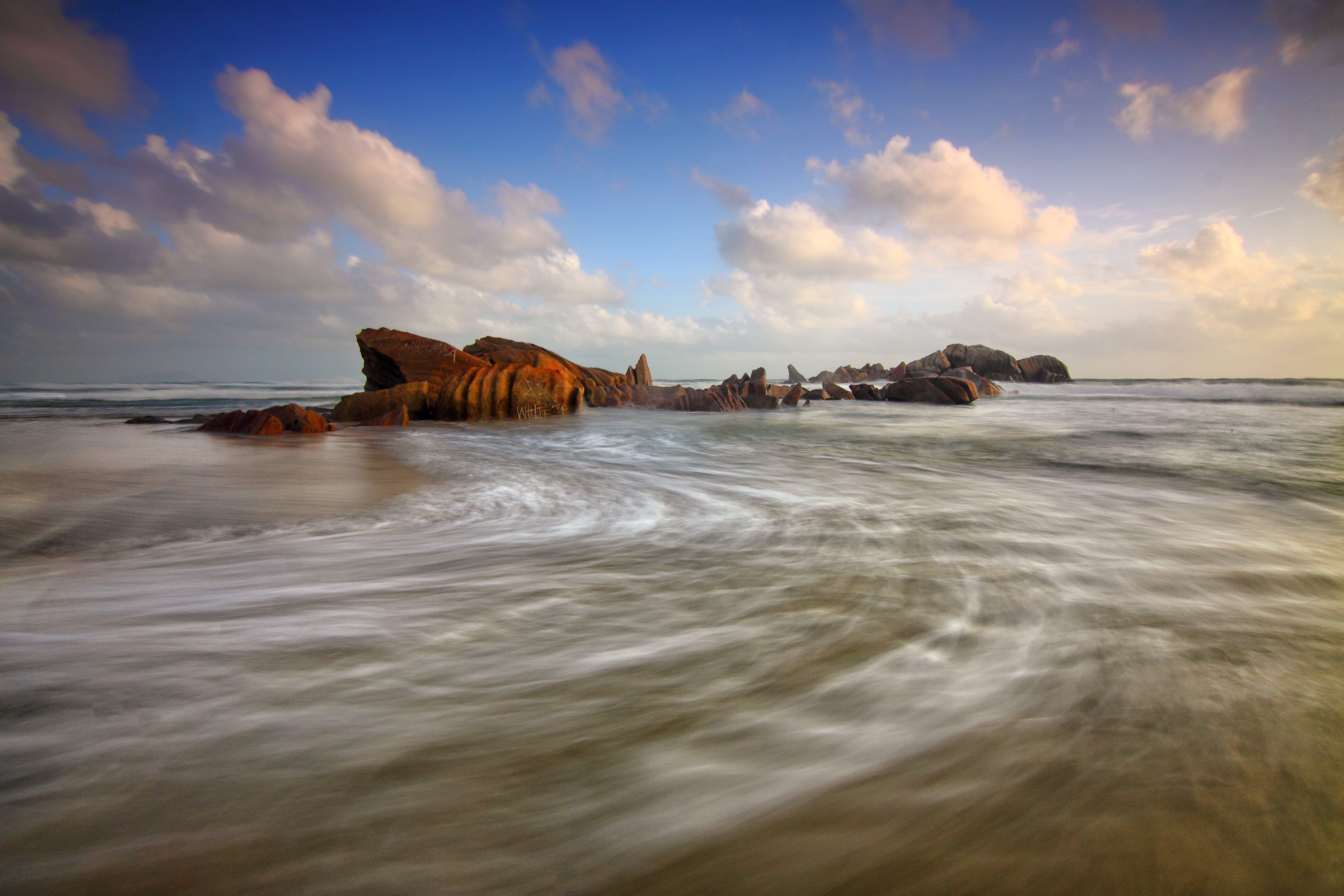 nature, environment, ocean, sea, wave, white, long exposure, body, shore, tranquility, beach, sun, scenics - nature, public domain images, summer, coastline, HD Wallpaper