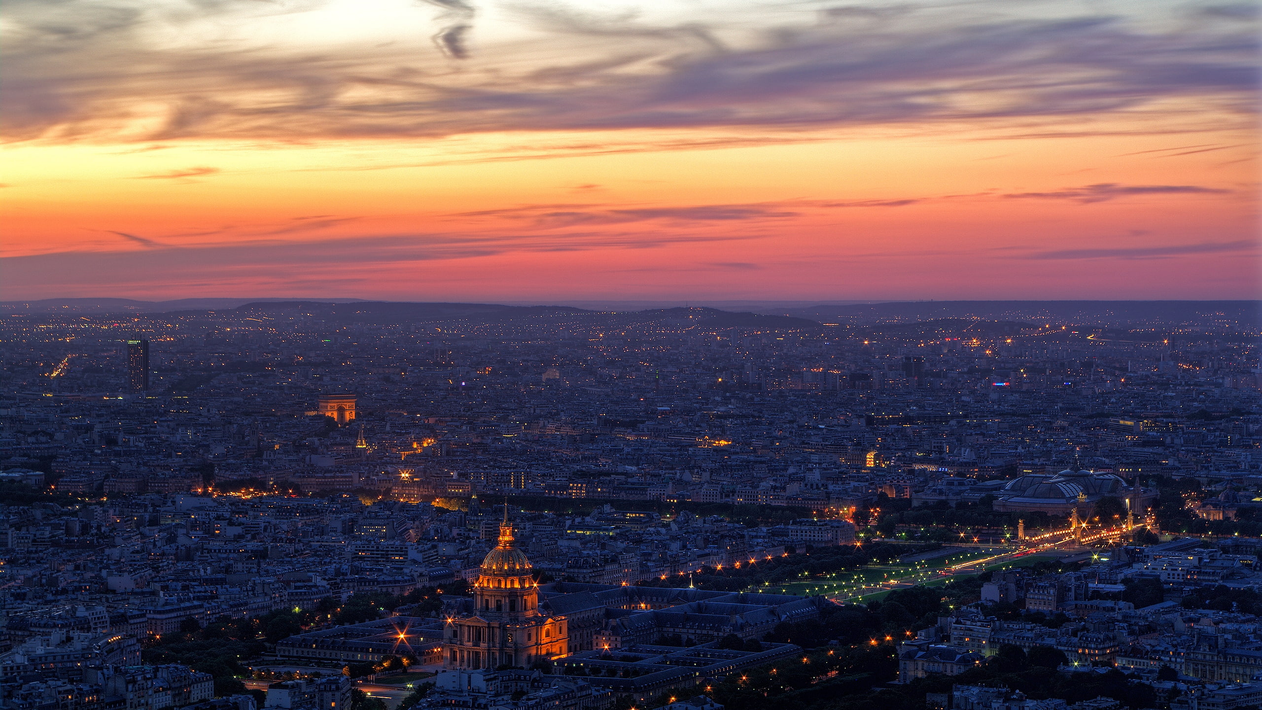 photo, paris, building, buildings, cityscape, hd, 2K, aerial, city, sunset, HD Wallpaper
