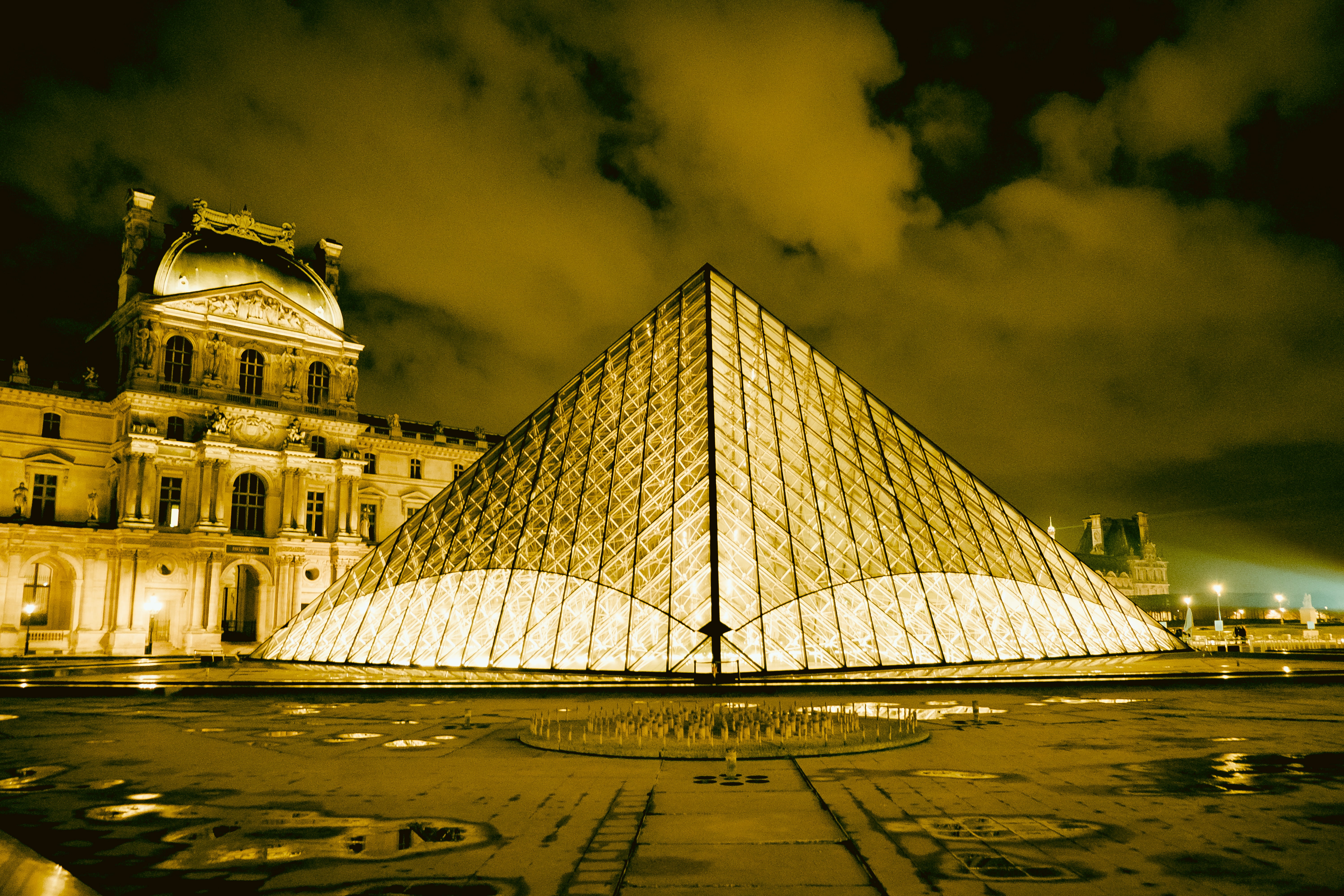 night, water, louvre, 75001, building exterior, paris by night, cour carrée, Île-de-france, travel, france, nature, city, reflection, no people, nuit, pyramide du louvre, HD Wallpaper