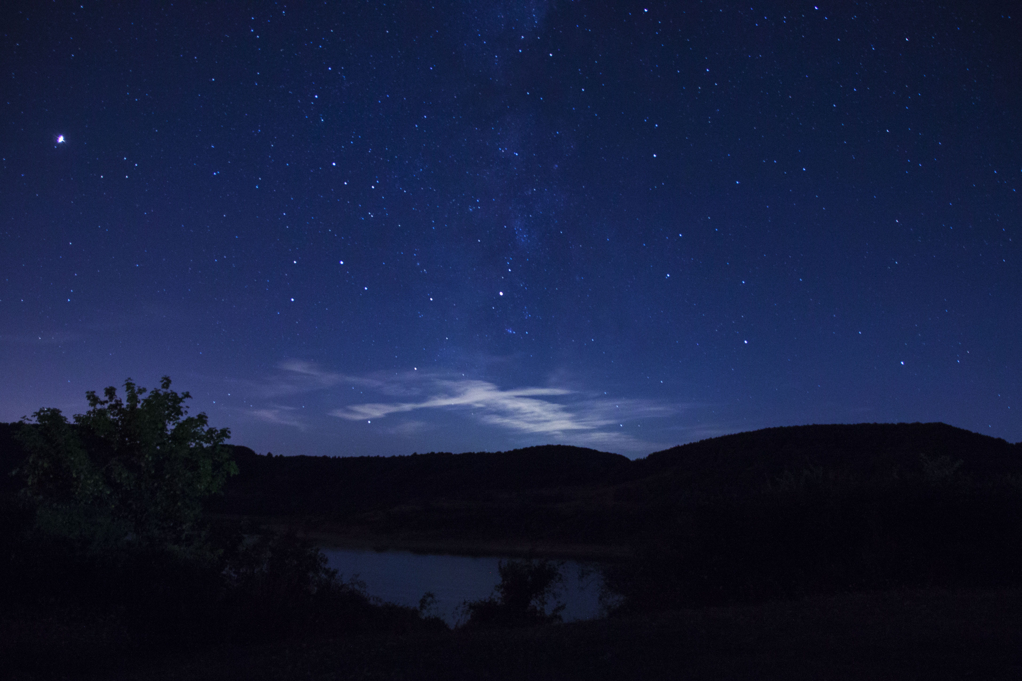 cloudscape, lake, dusk, dark, abruzzo, star - Space, scenics, exploration, 2018, italy, space, planet - Space, blue, space Exploration, landscape, aq, time, HD Wallpaper